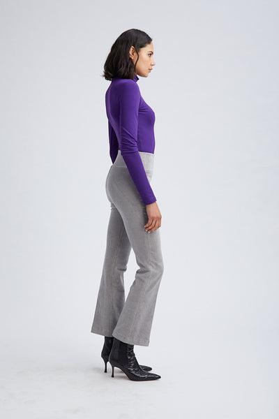 Grey Corduroy Ankle Flare Pants