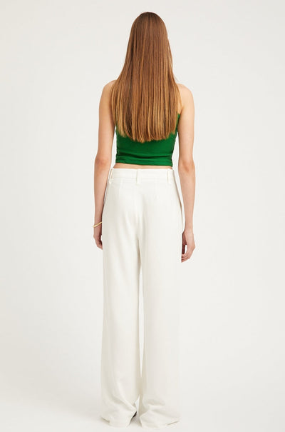 White Crepe Pleated Trousers