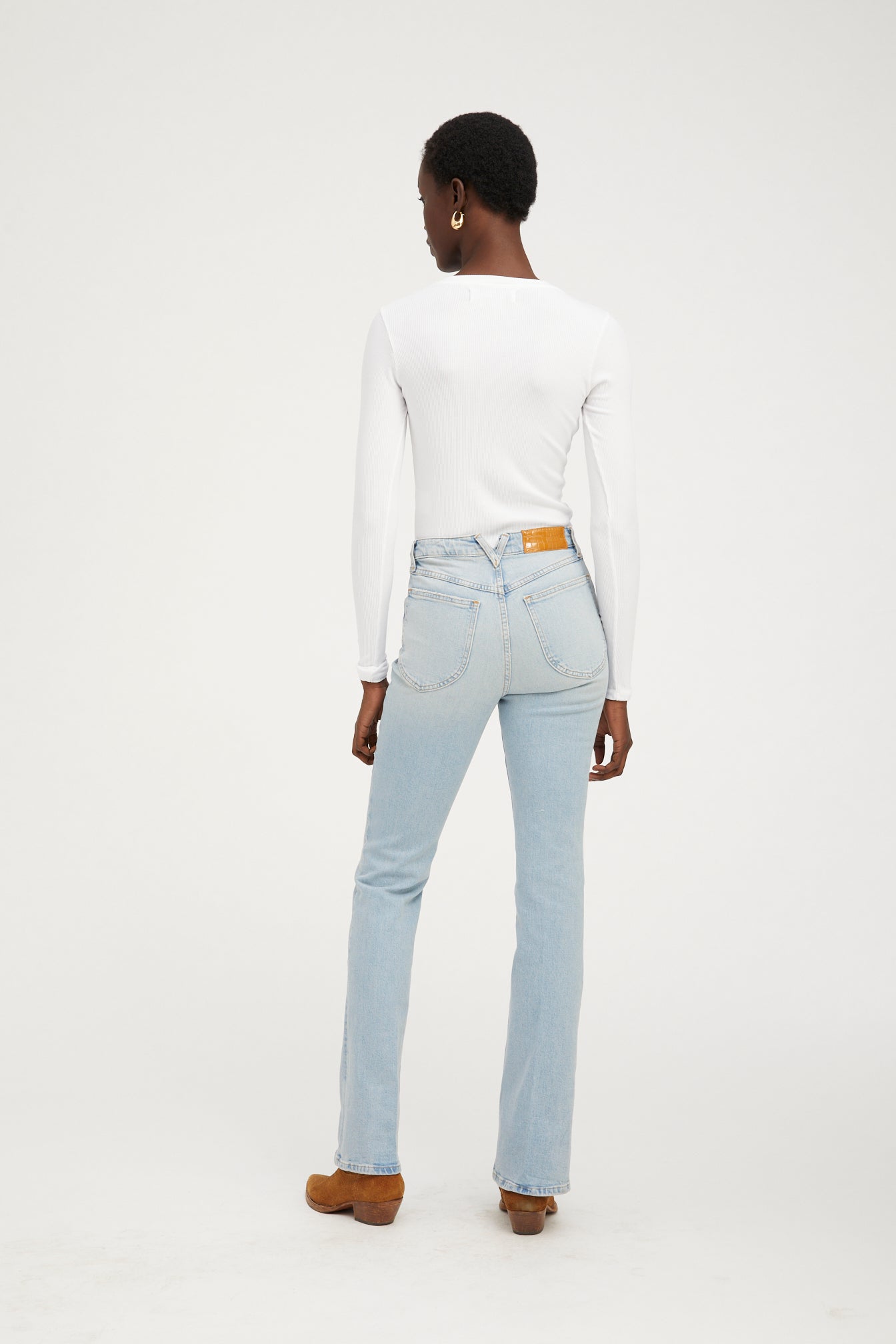 White Rib Cropped Long Sleeve Baby Tee