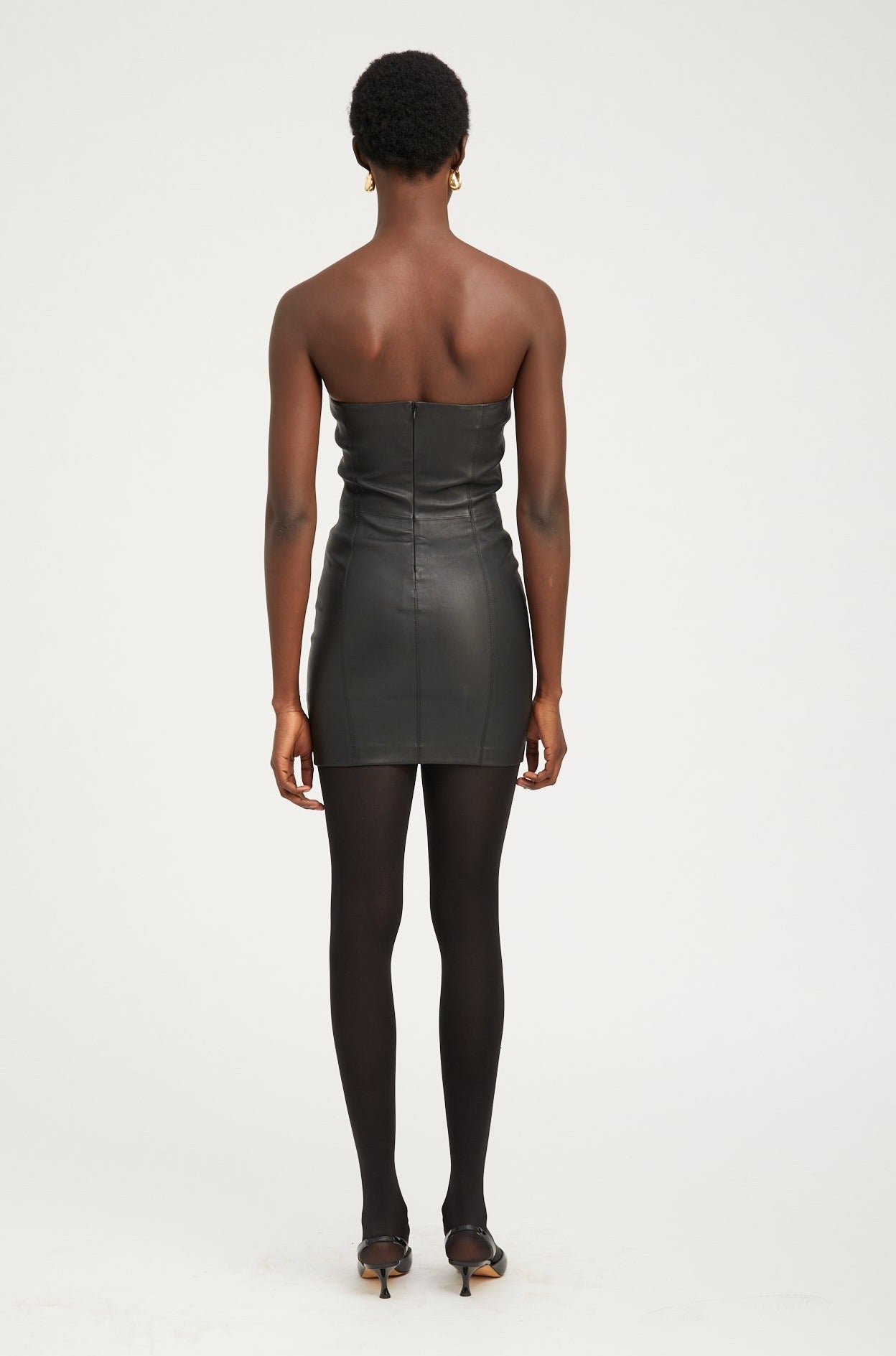 Black Leather Strapless Dress