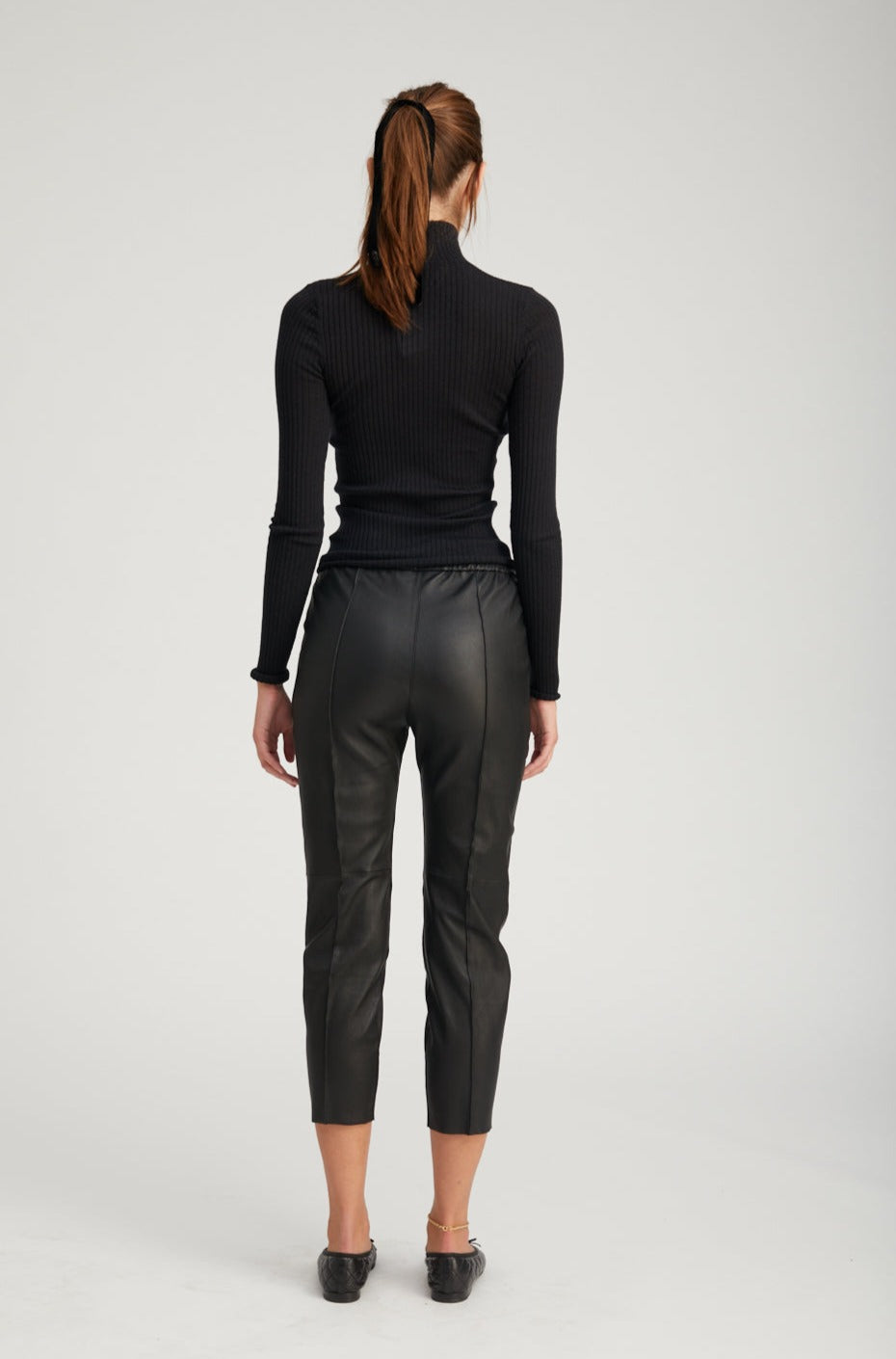 Black Leather Joggers