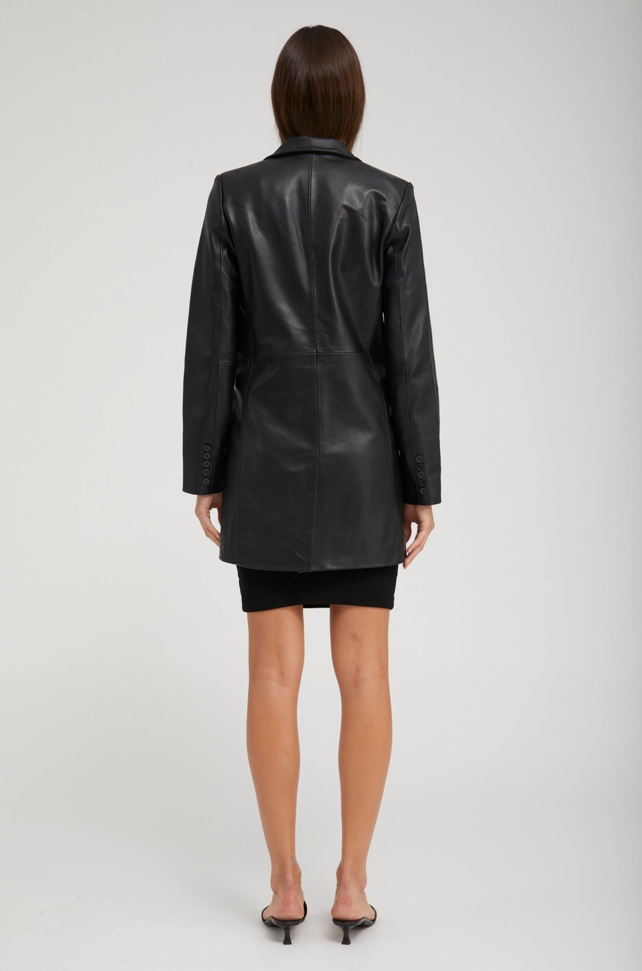 Black Leather Blazer Coat