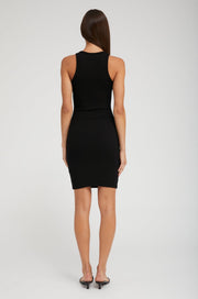 Black Rib Racer Pencil Dress