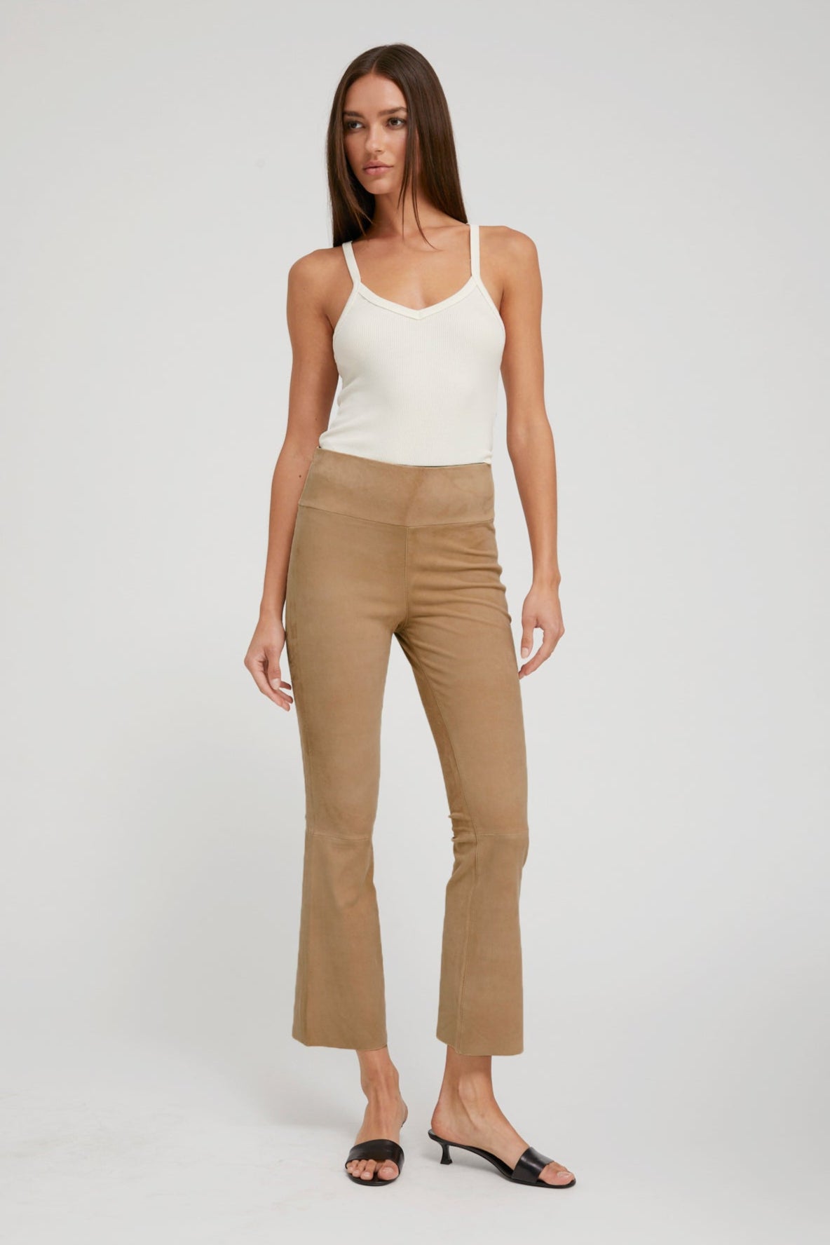 Mushroom Suede Crop Flare