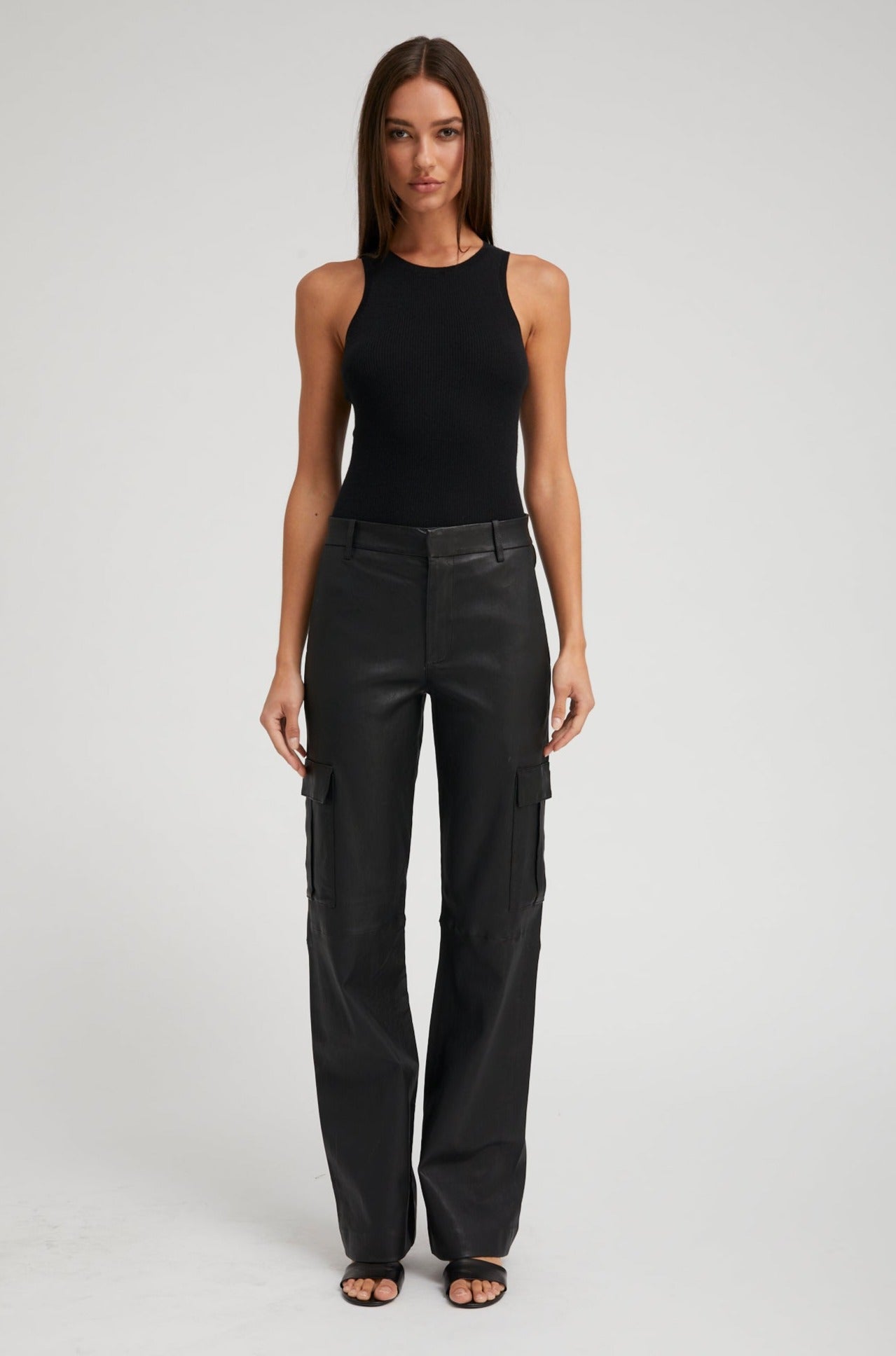 Black Leather Cargo Trousers – SPRWMN