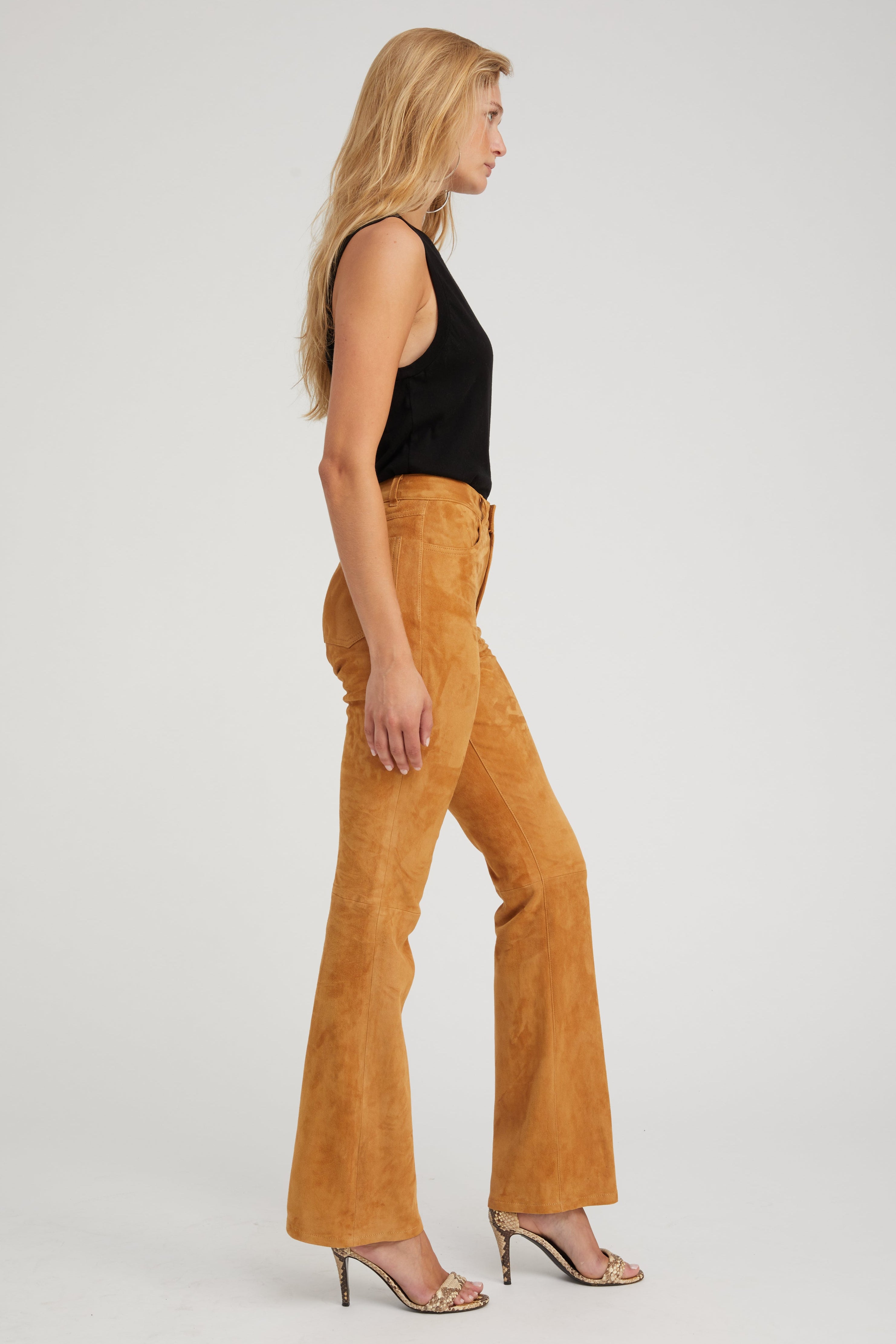 Nutmeg Suede 5 Pocket Micro Flare Pants