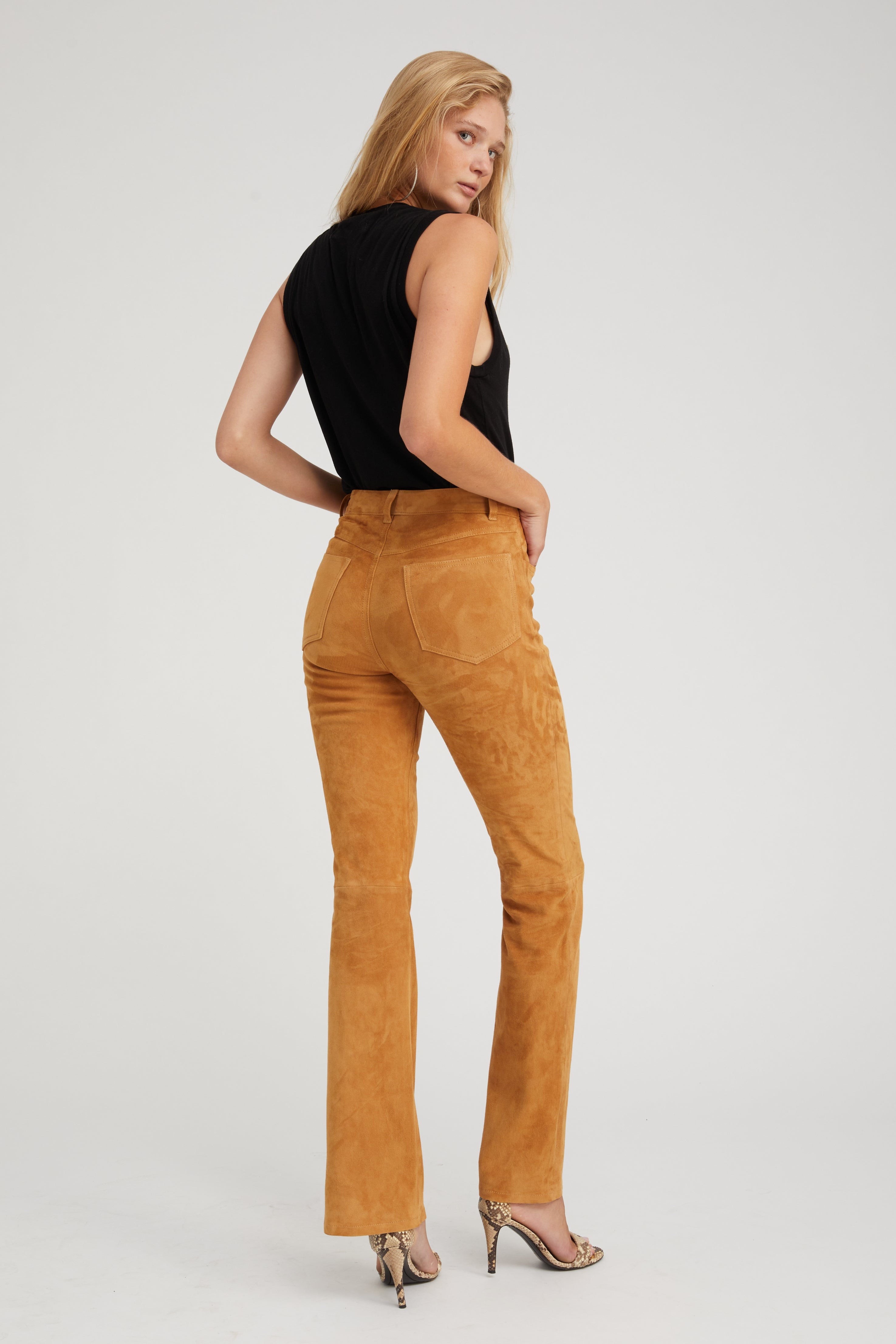 Nutmeg Suede 5 Pocket Micro Flare Pants