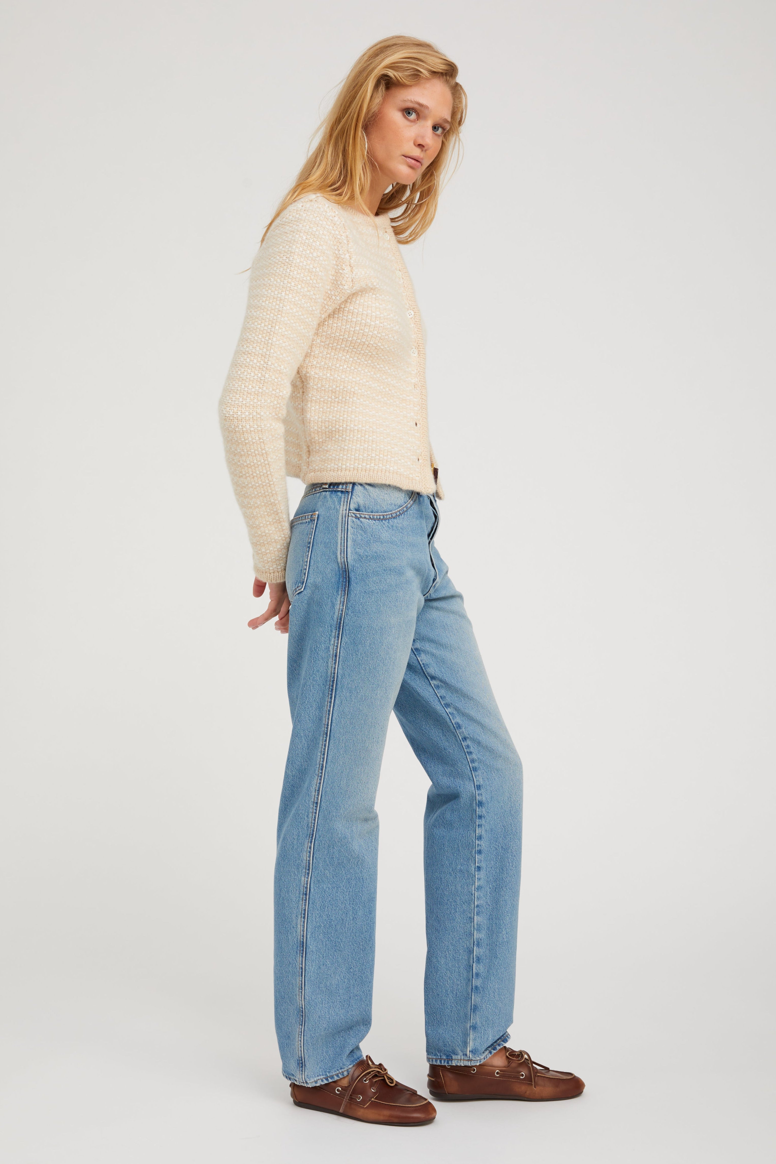 Creamy Beige Cashmere Chunky Knit Cardigan