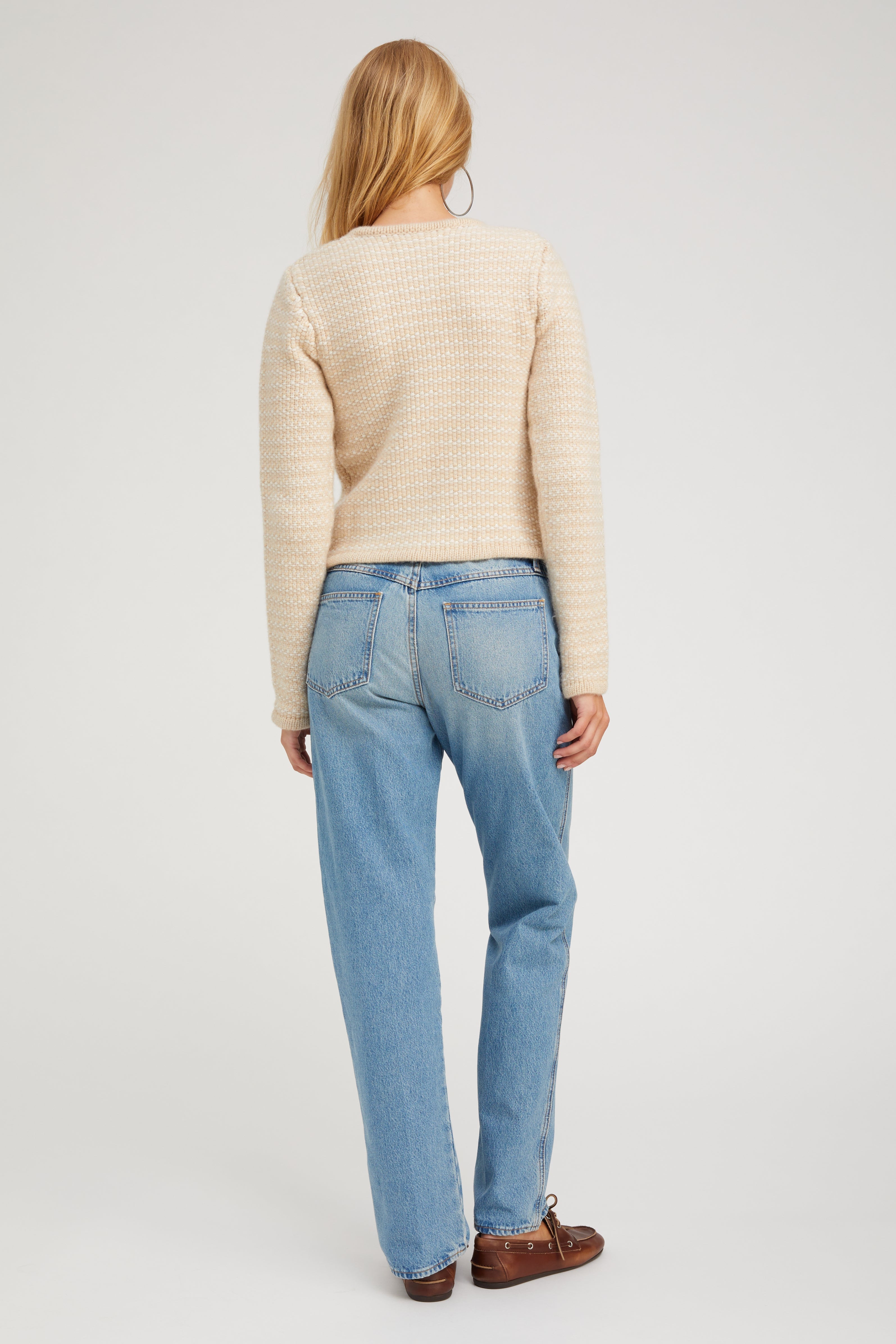 Creamy Beige Cashmere Chunky Knit Cardigan