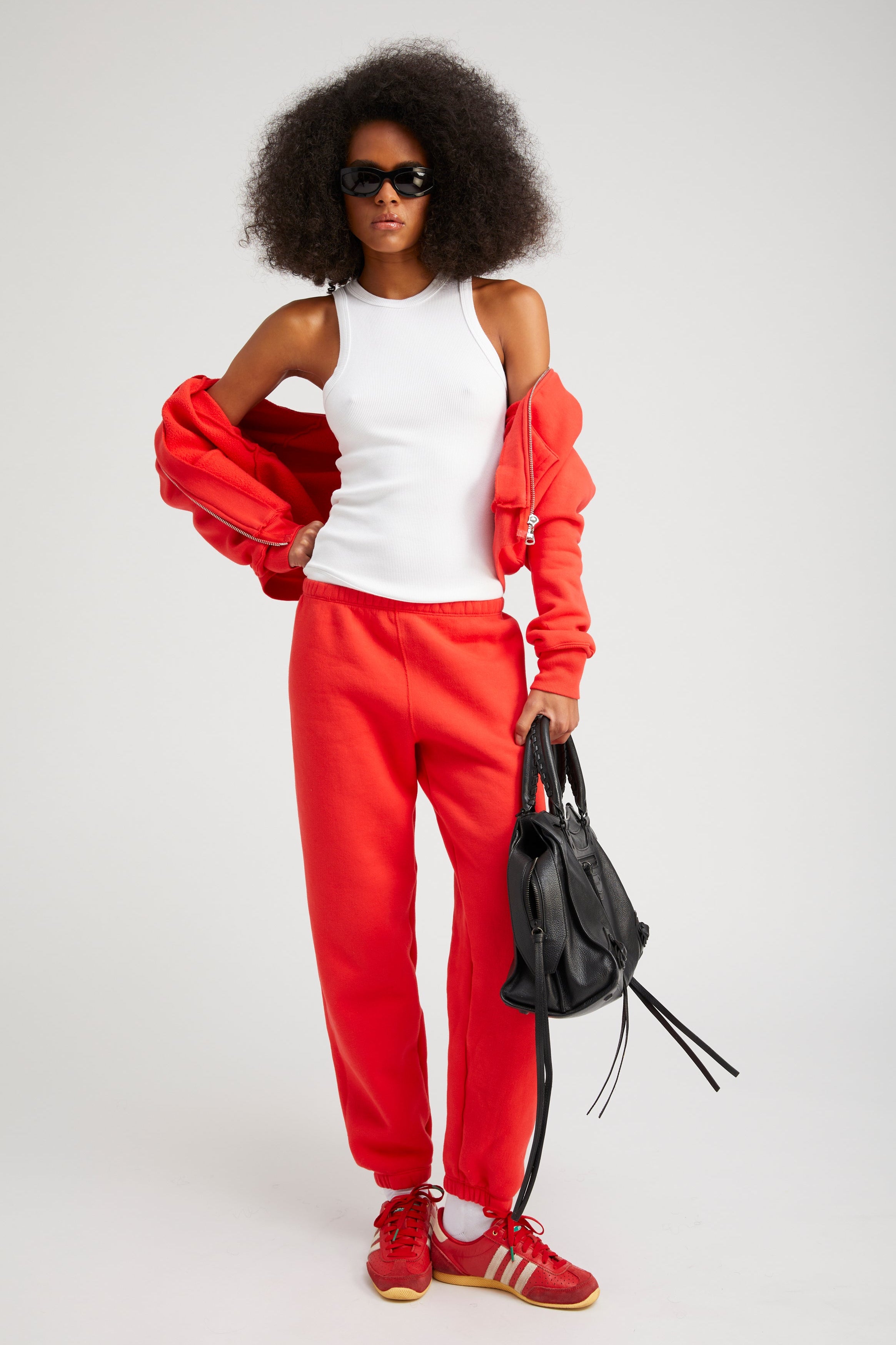 Red Cotton Mini Logo Sweatpants