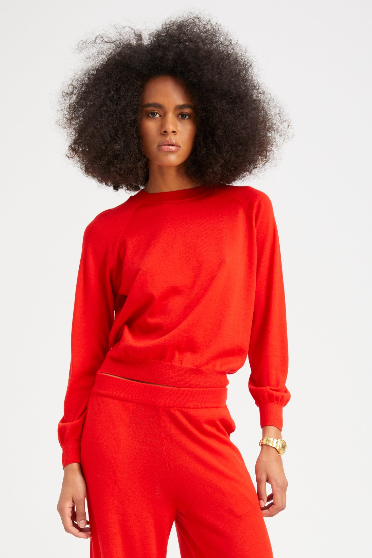 Red Cashmere Raglan Sweater