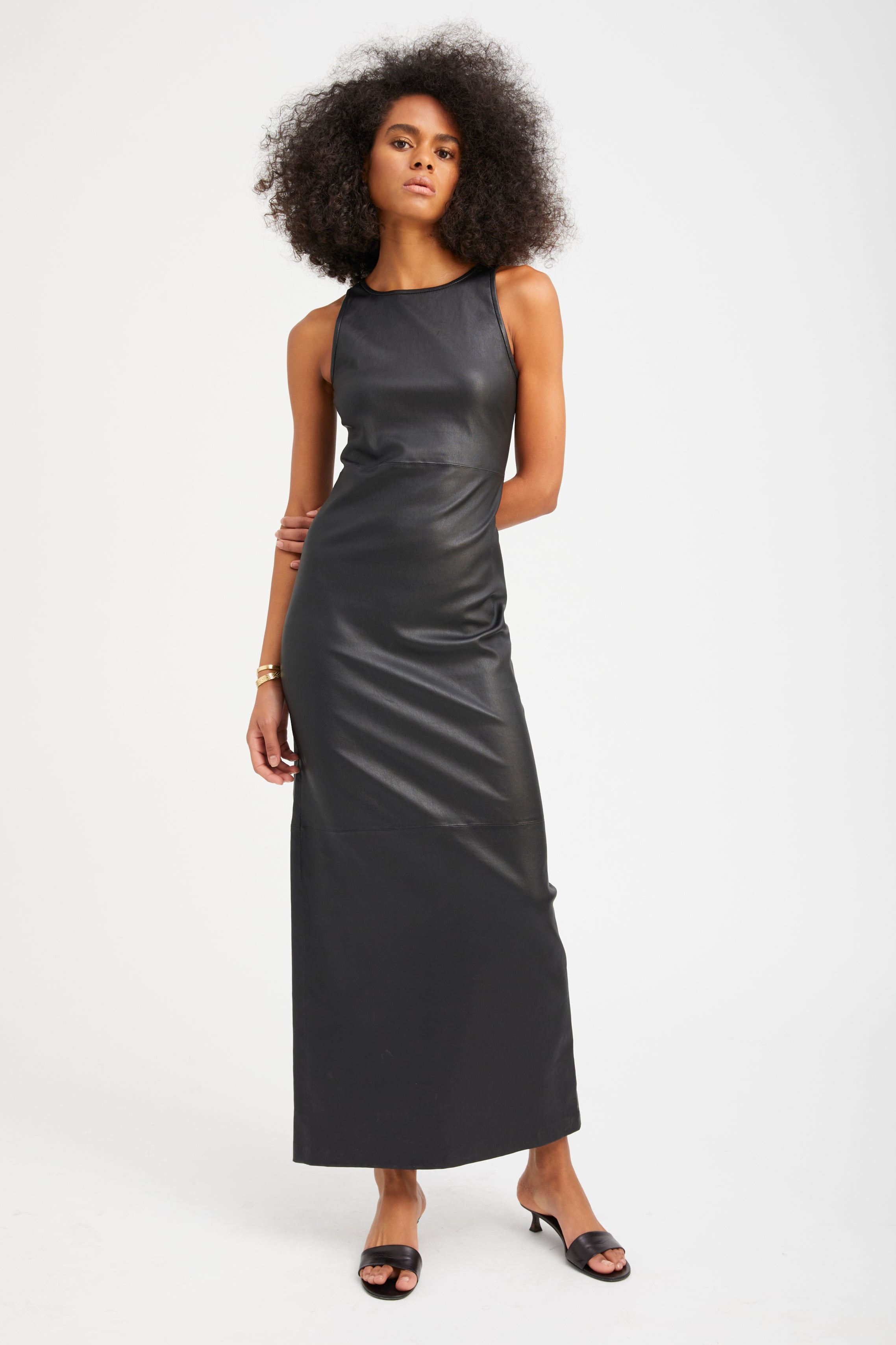 Black Leather Audrey Maxi Dress
