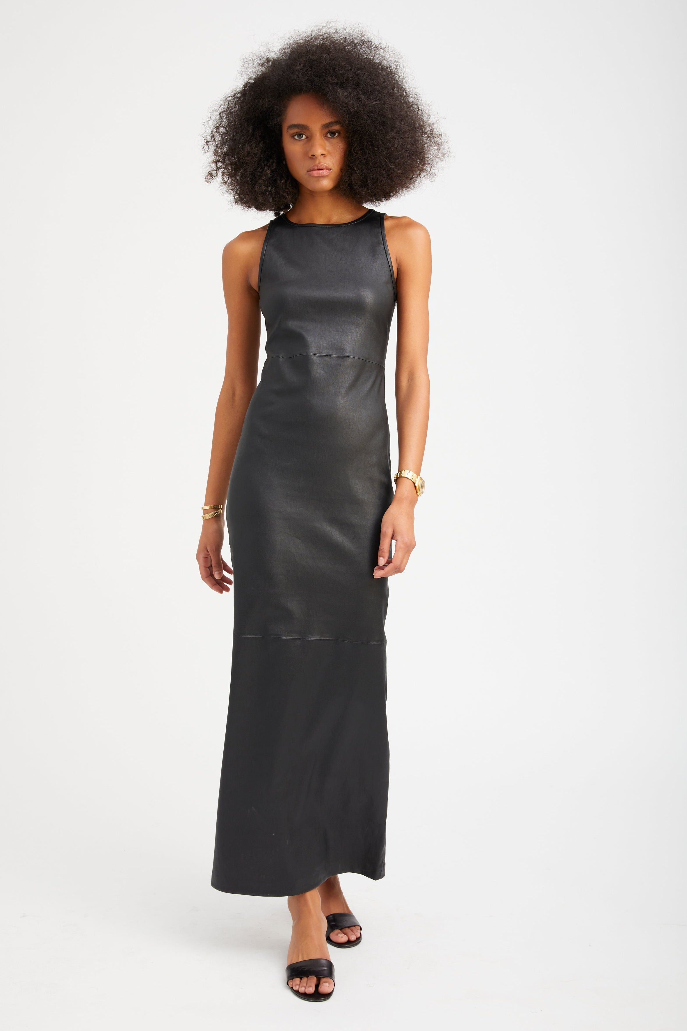 Black Leather Audrey Maxi Dress