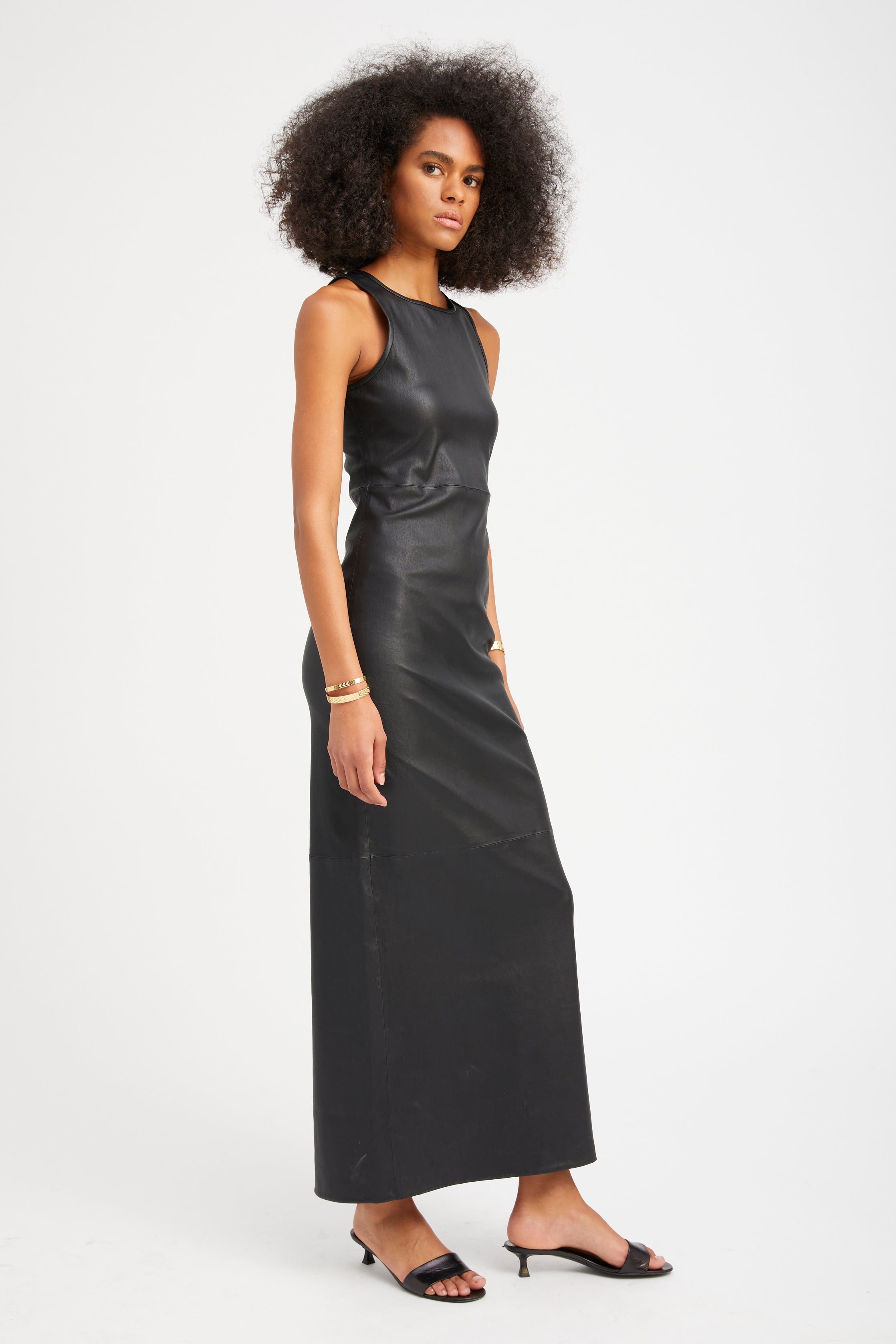 Black Leather Audrey Maxi Dress