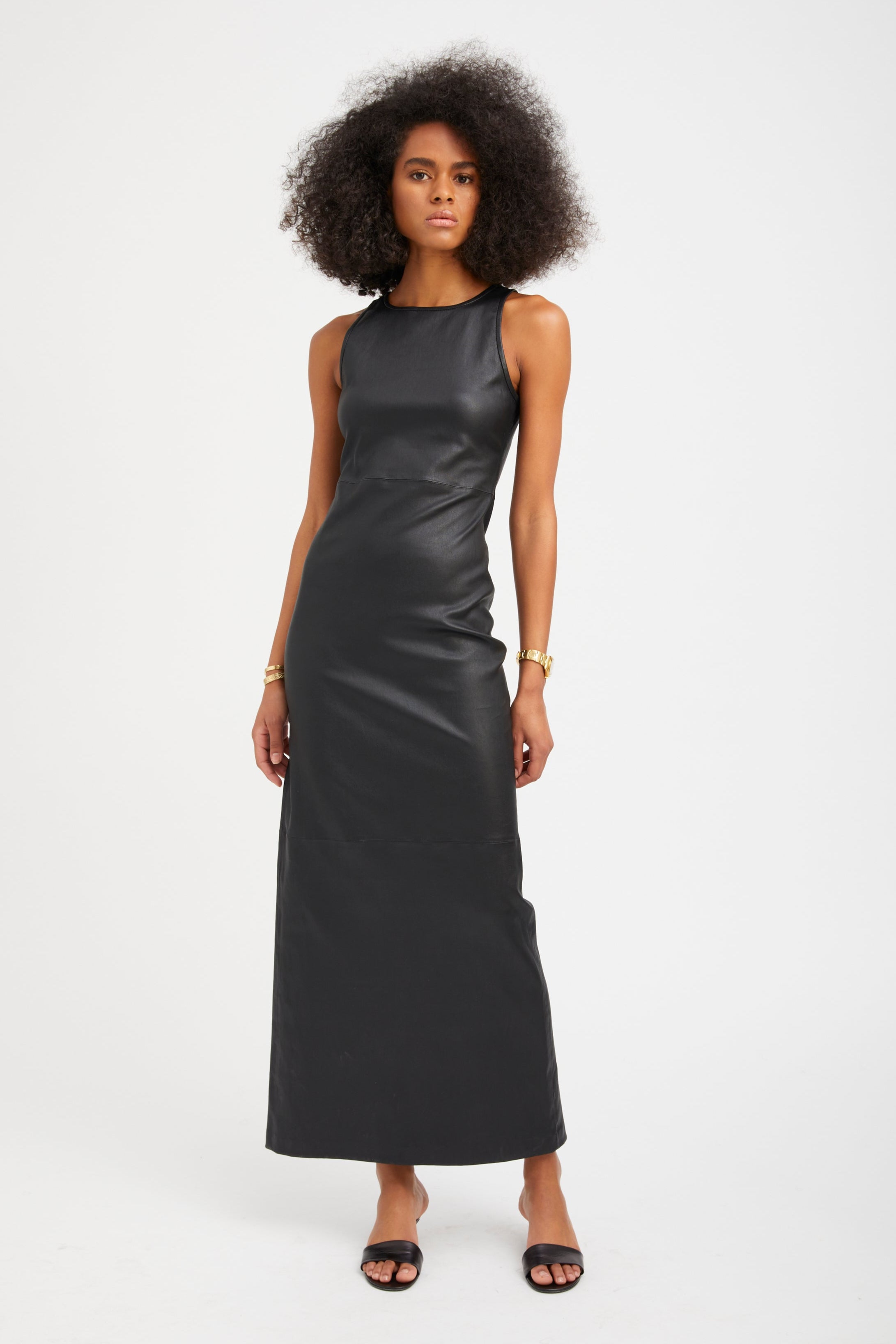 Black Leather Audrey Maxi Dress