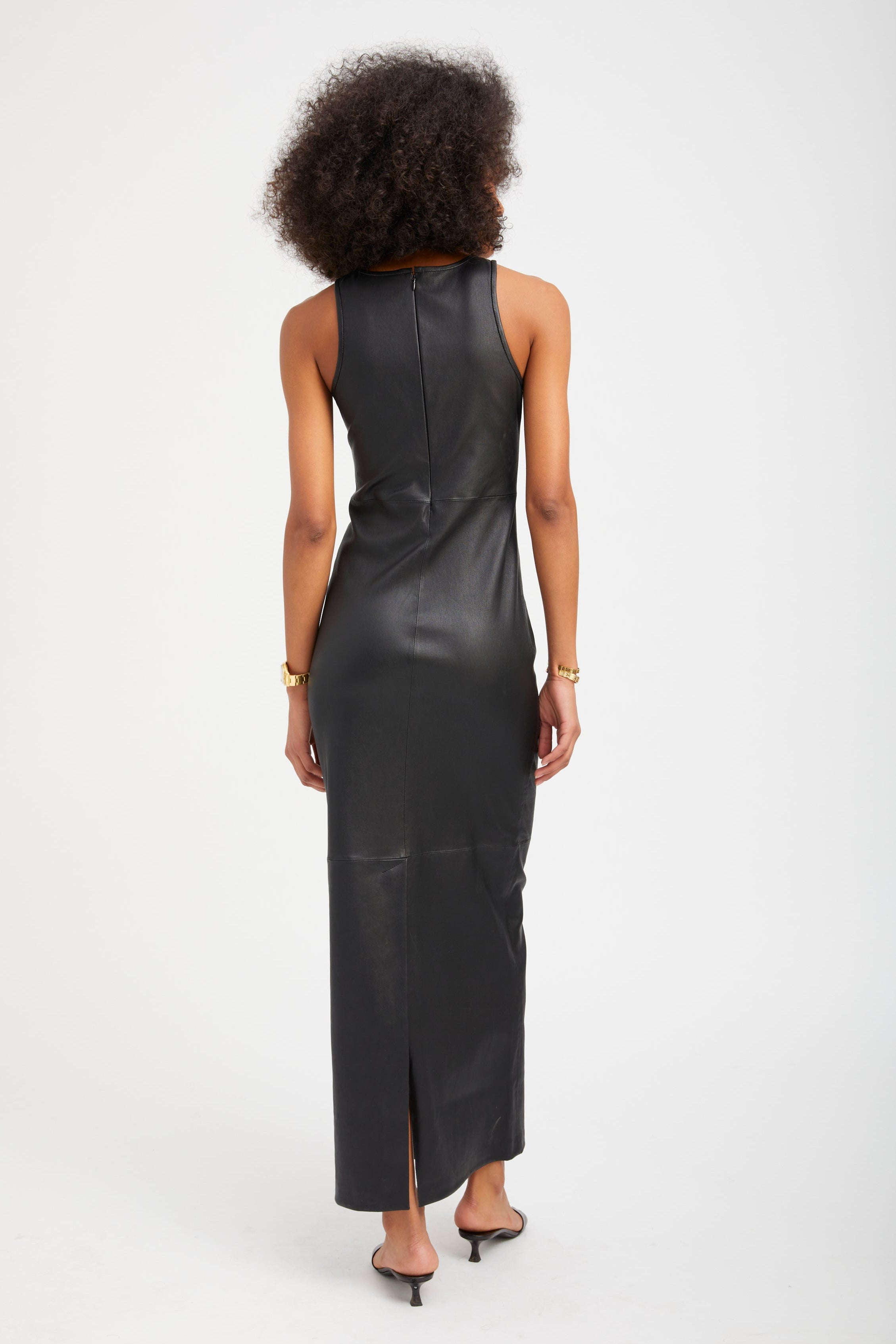 Black Leather Audrey Maxi Dress