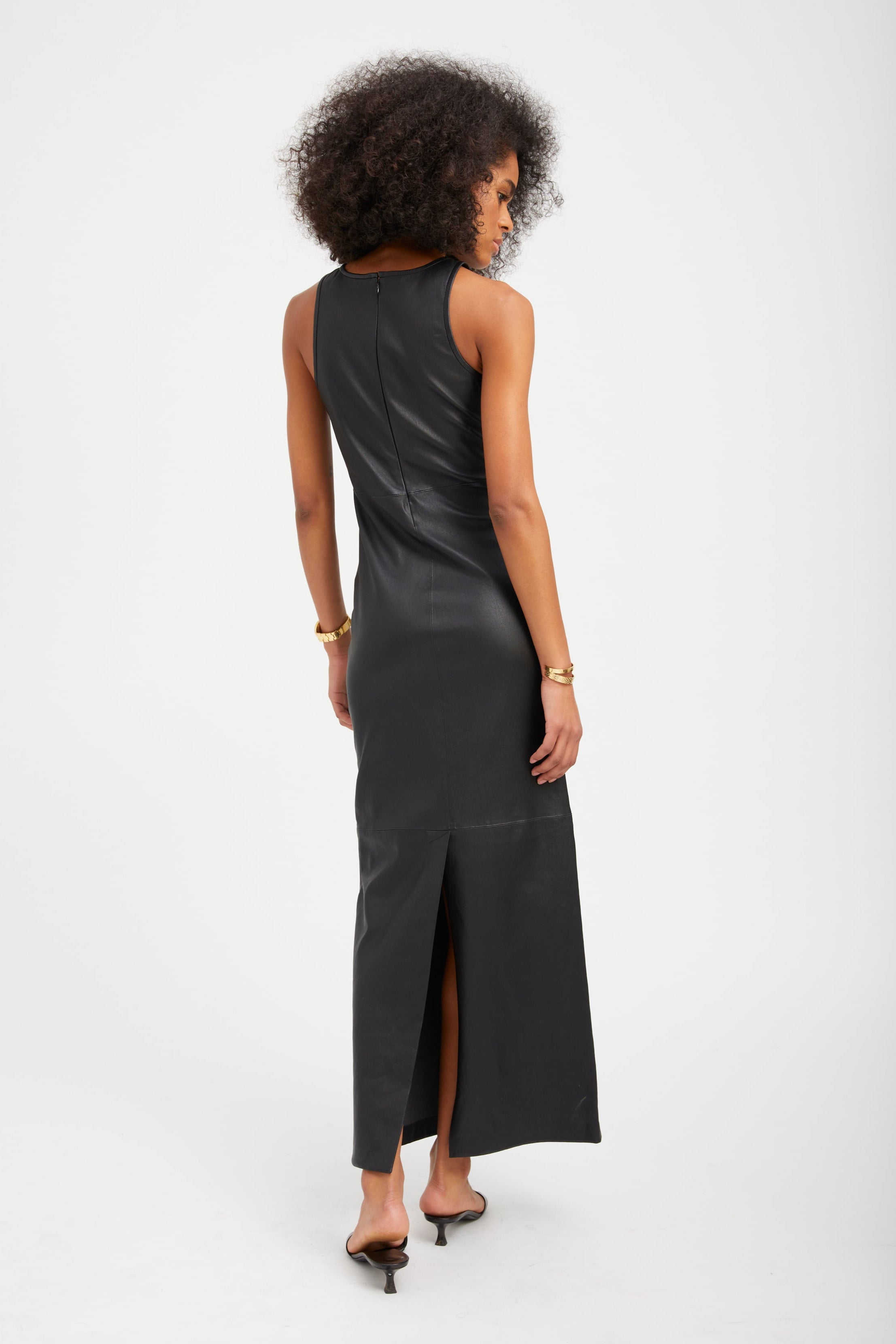 Black Leather Audrey Maxi Dress