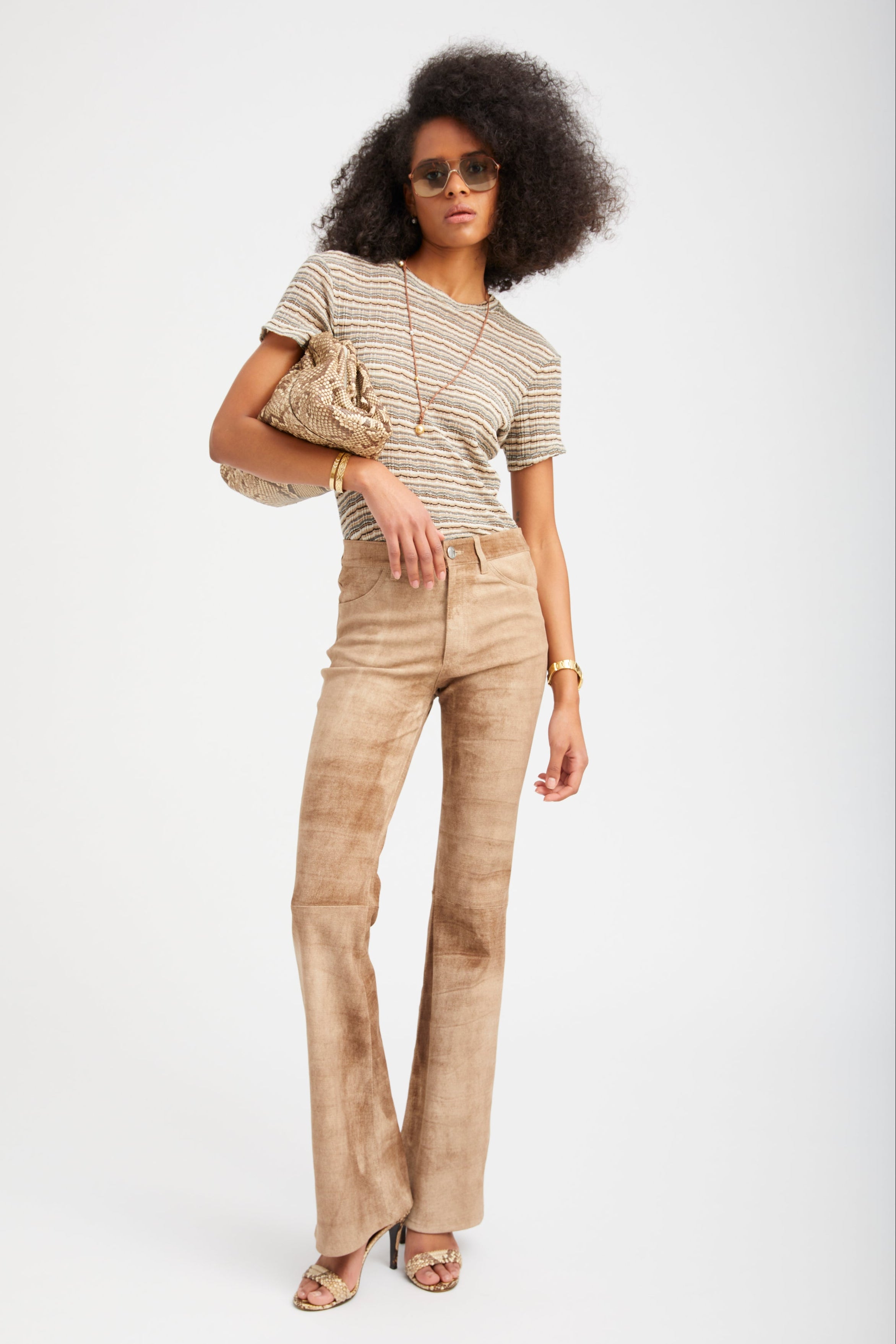 Truffle Striped Pointelle Baby Tee