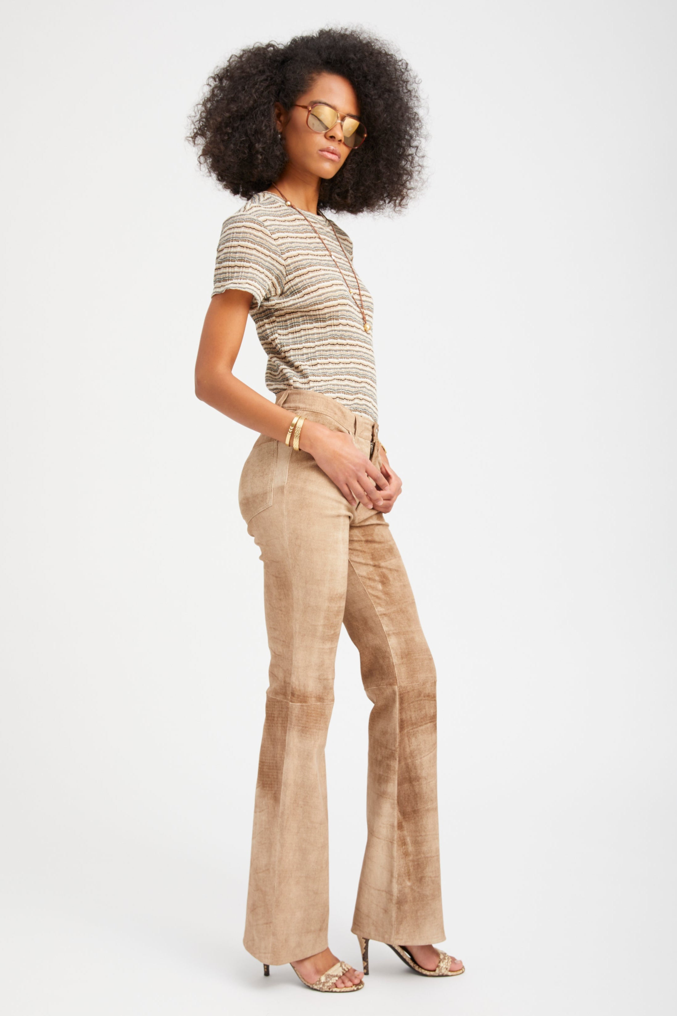 Truffle Striped Pointelle Baby Tee