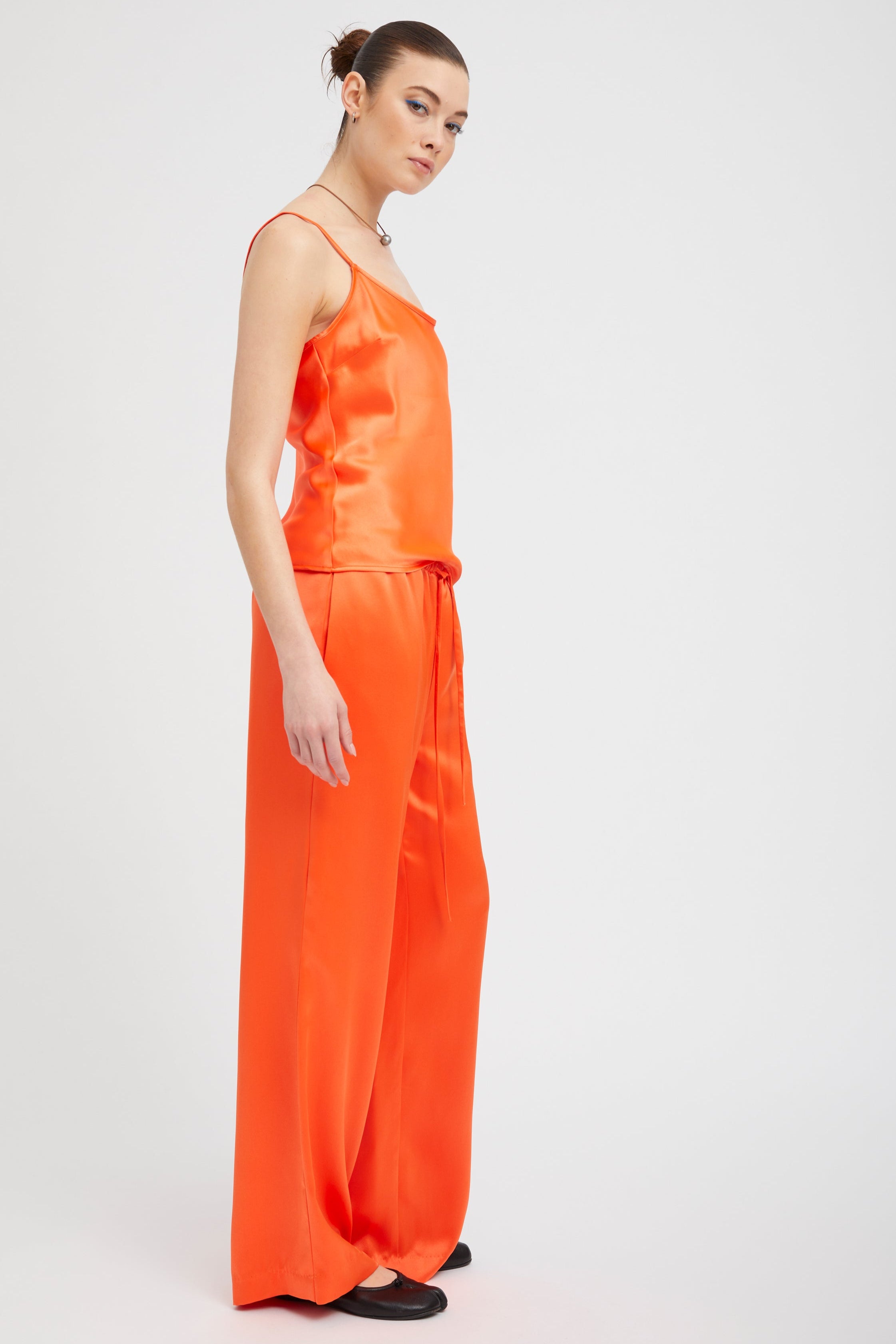 Orange Silk Spaghetti Strap Cami