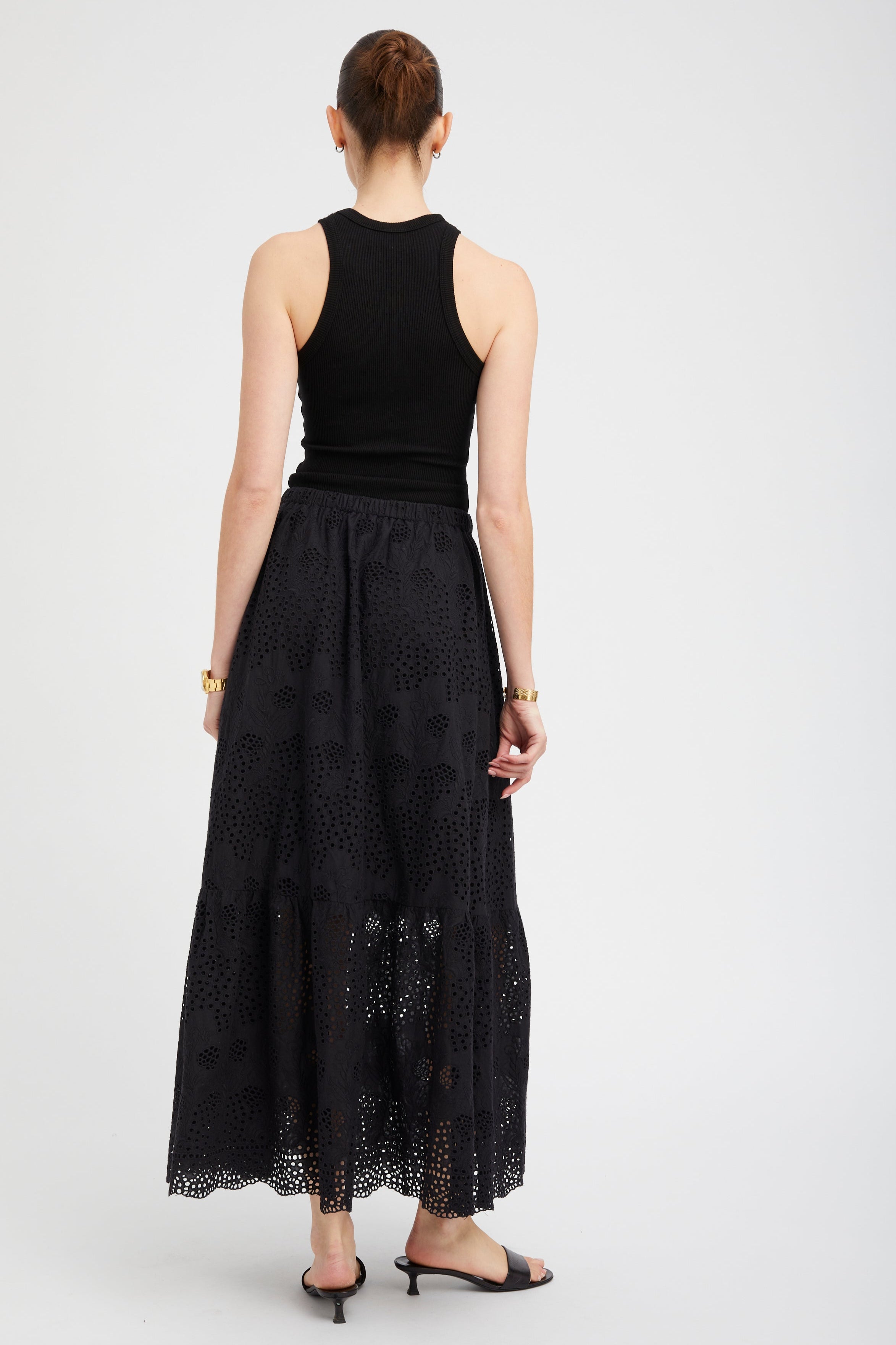 Black Eyelet Ali Maxi Skirt