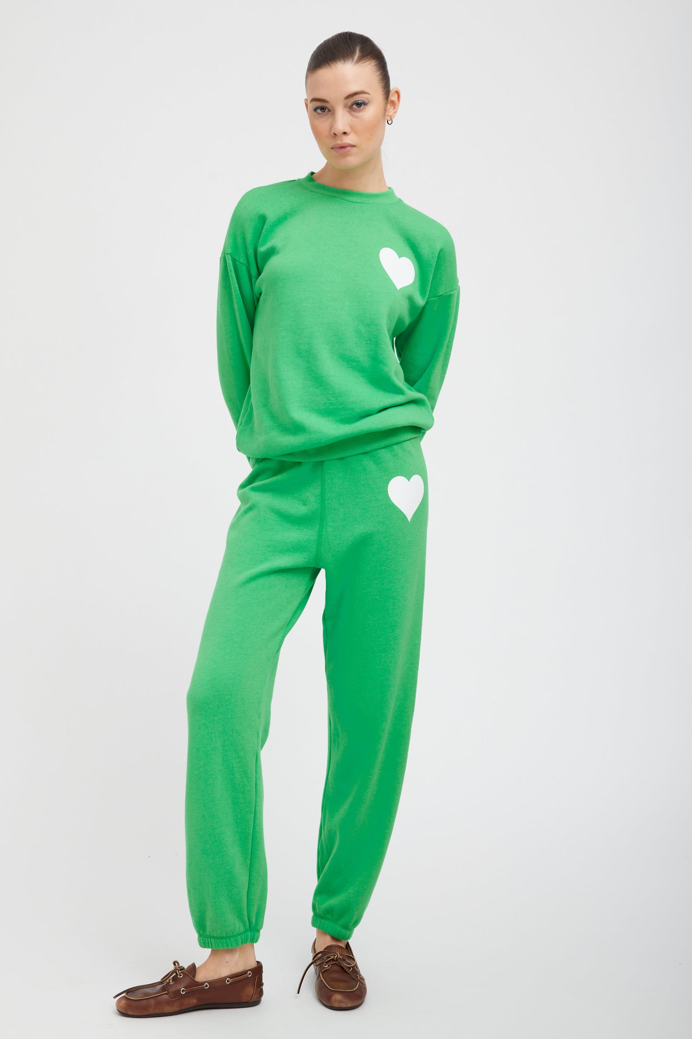 Bright Green Heart Sweatpants