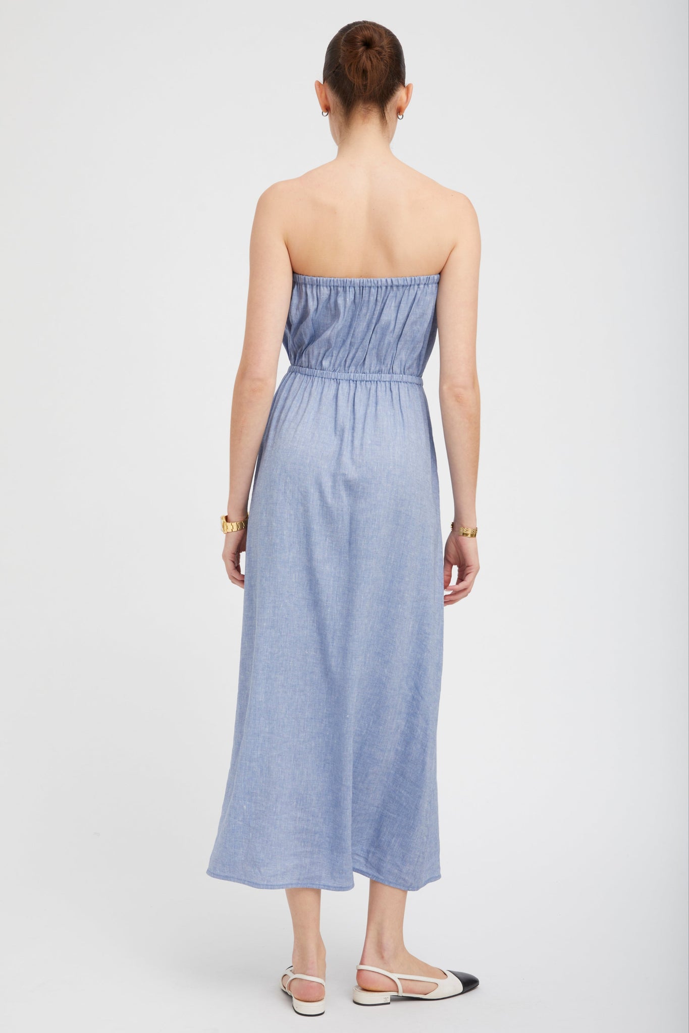 Blue Linen Marie Maxi Dress