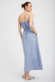 Blue Linen Marie Maxi Dress