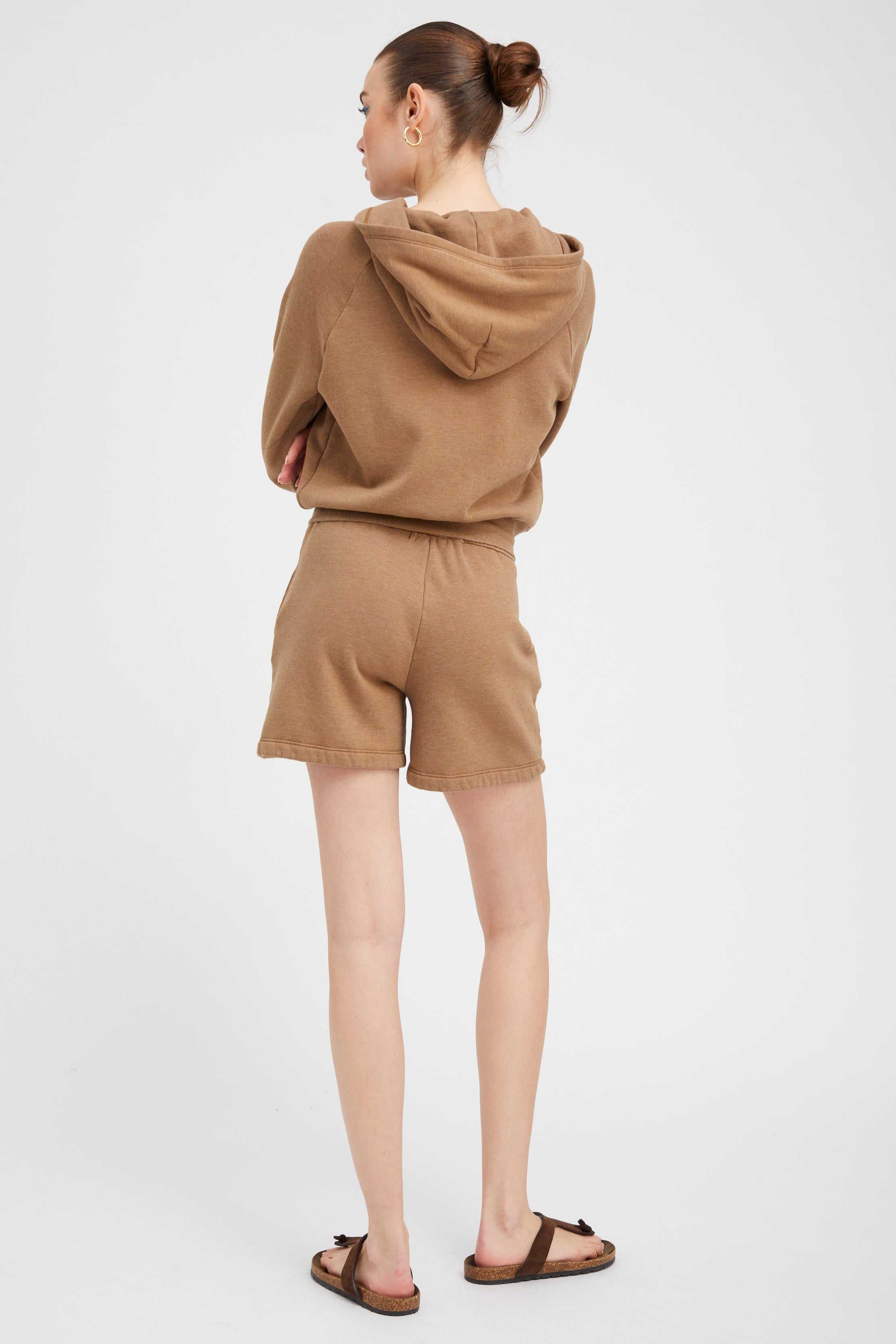 Camel Shrunken Zip Up Hoodie