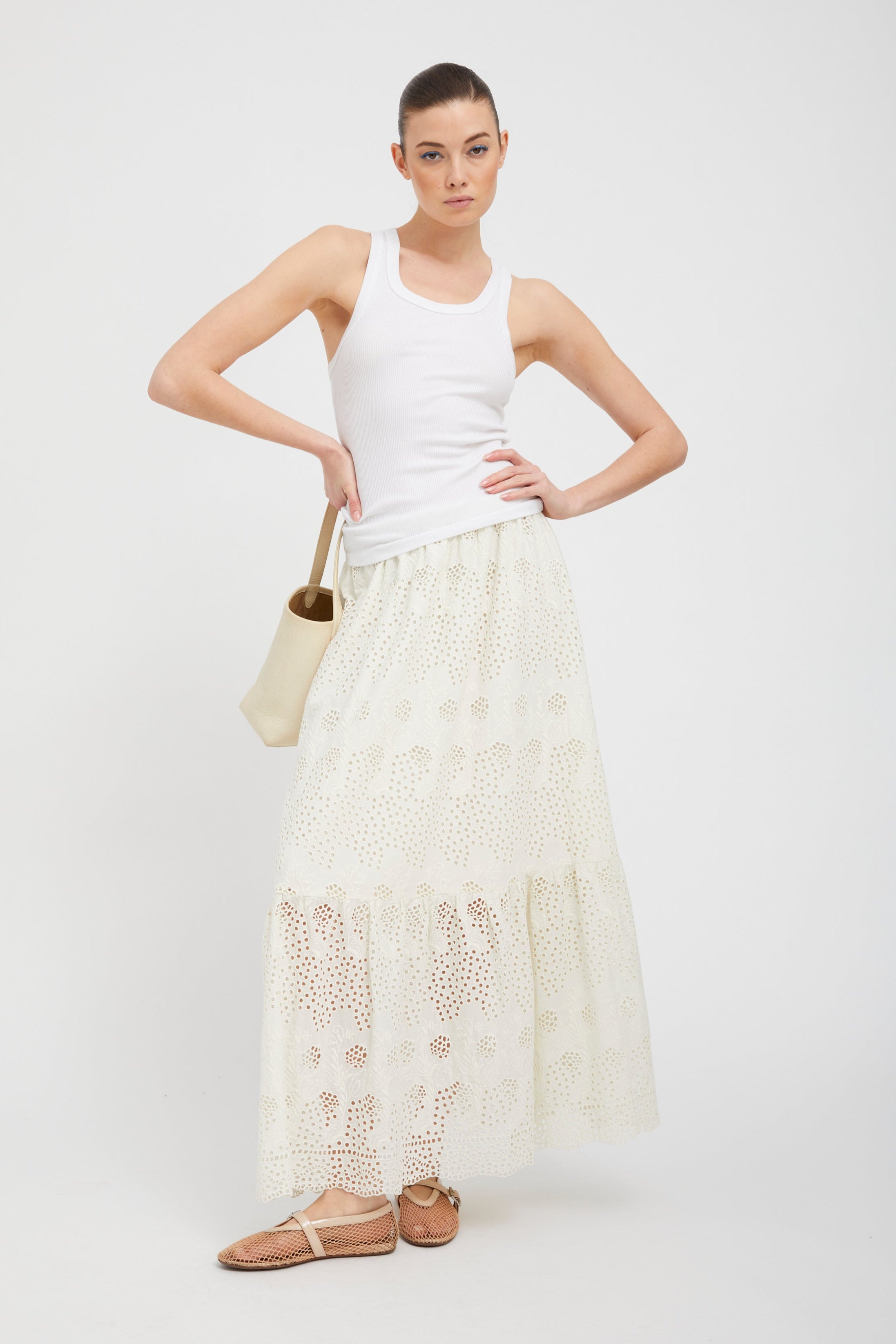 White Eyelet Ali Maxi Skirt
