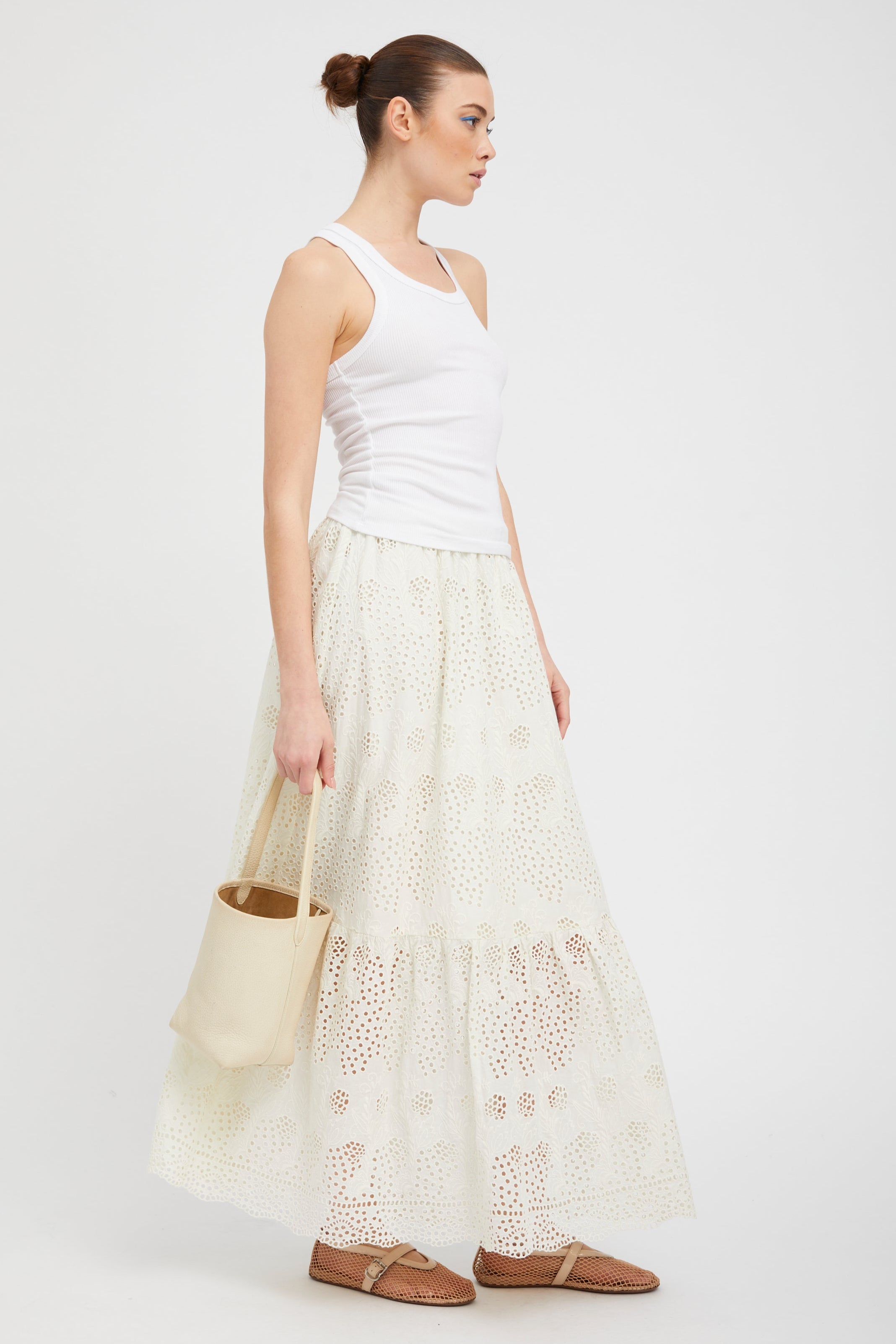 White Eyelet Ali Maxi Skirt