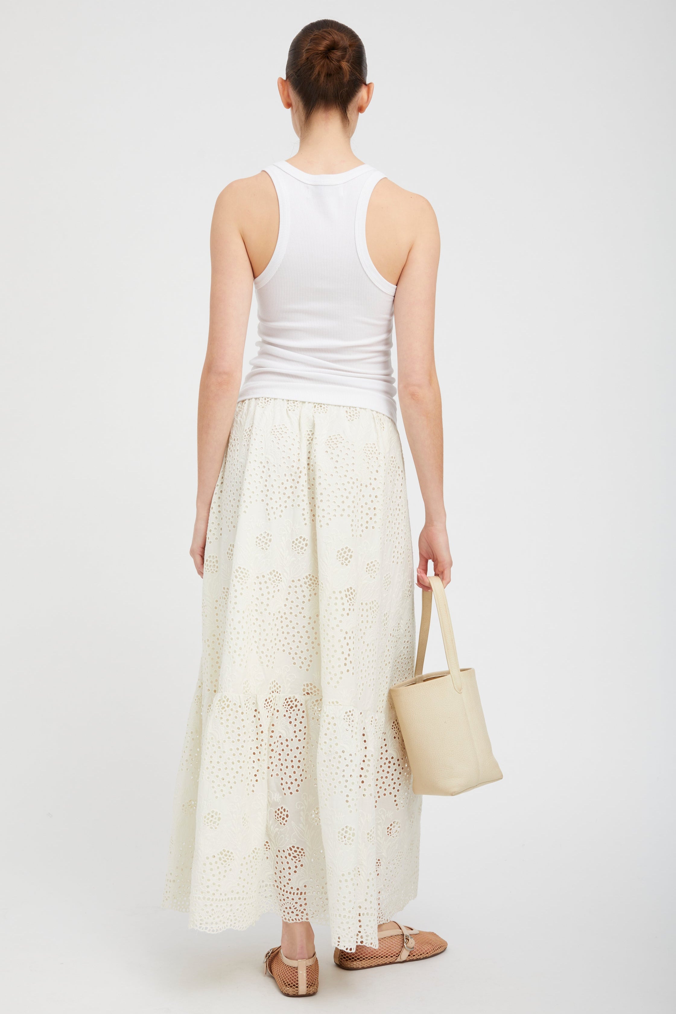 White Eyelet Ali Maxi Skirt