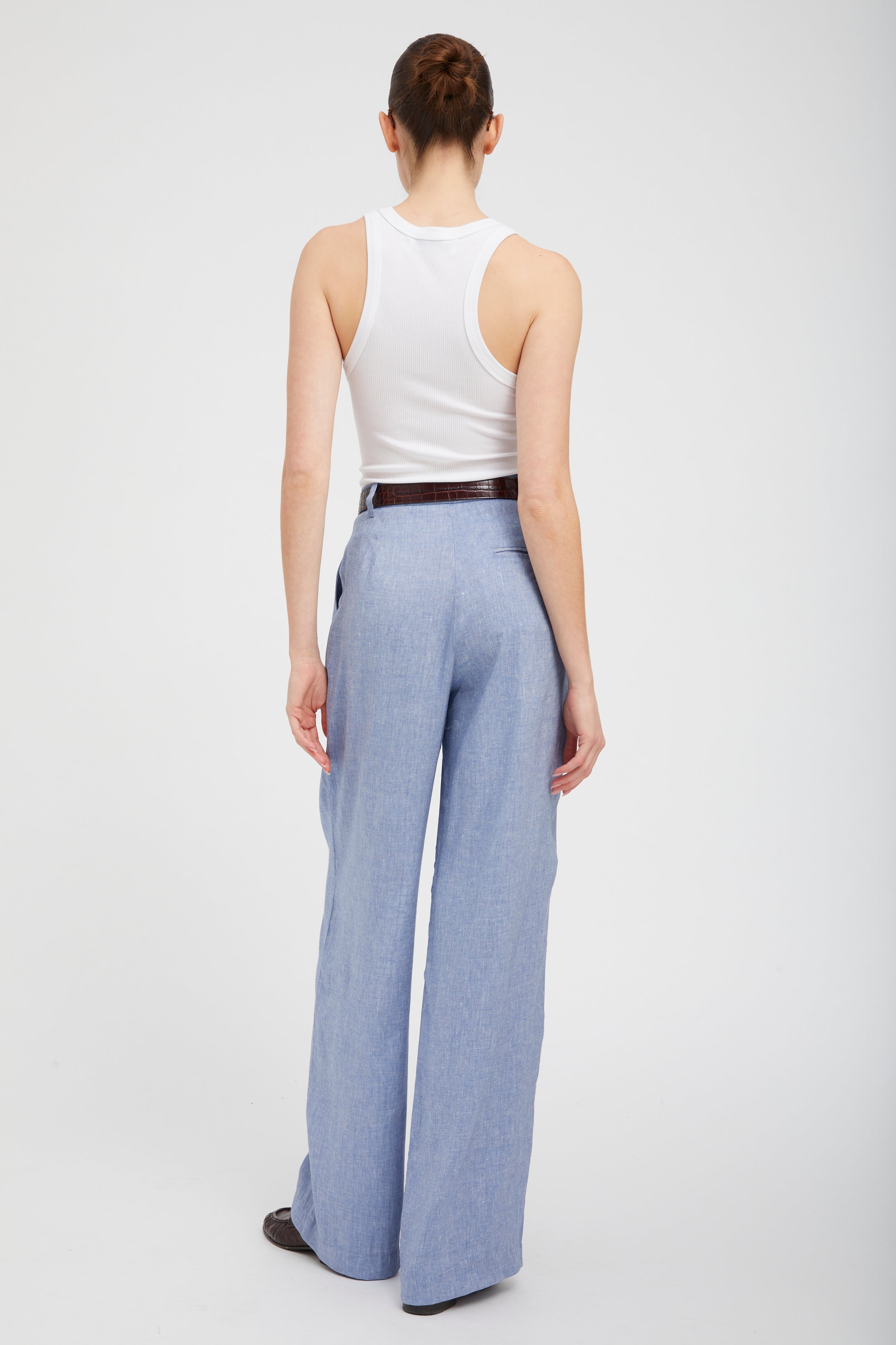 Blue Linen Paloma Pleated Trousers