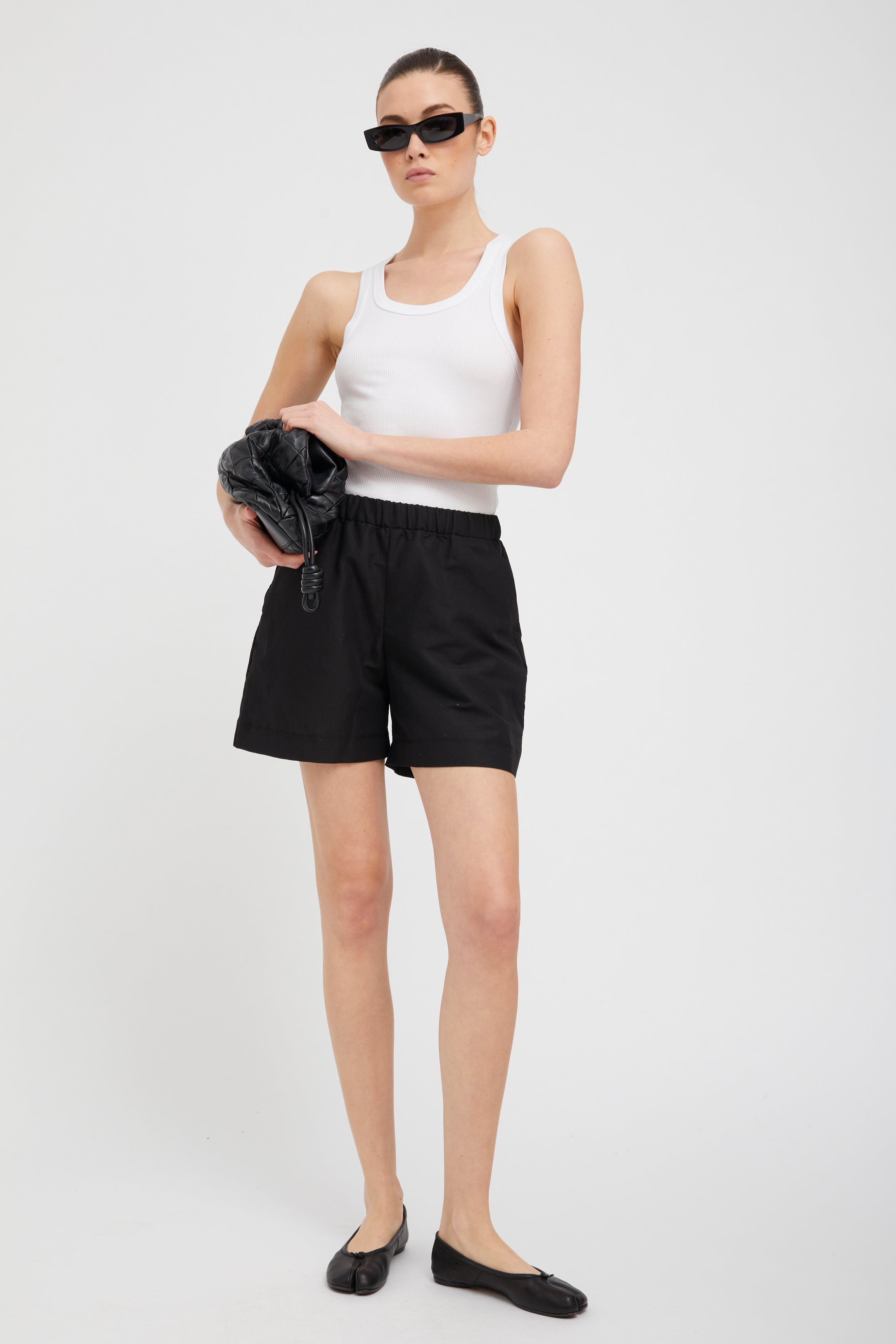 Black Linen Culotte Shorts