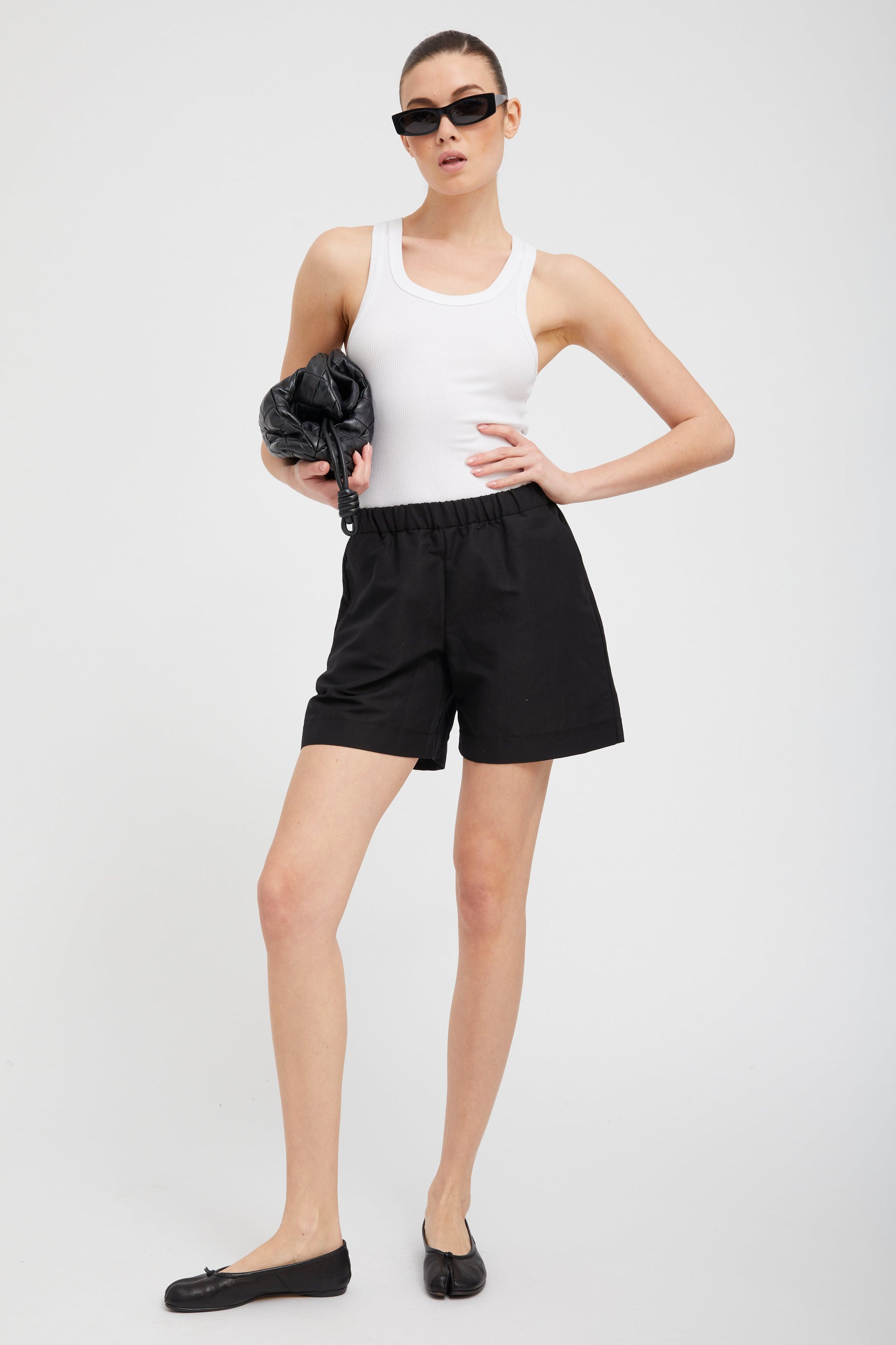 Black Linen Culotte Shorts