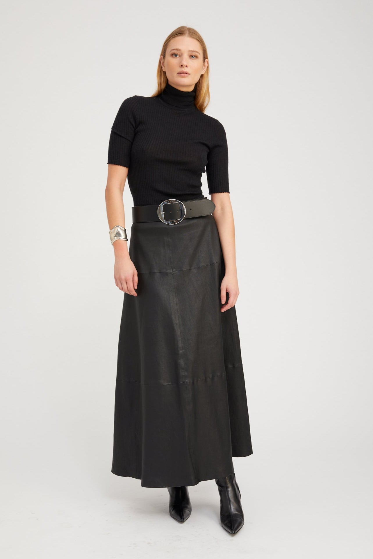 Black Leather Julia Skirt