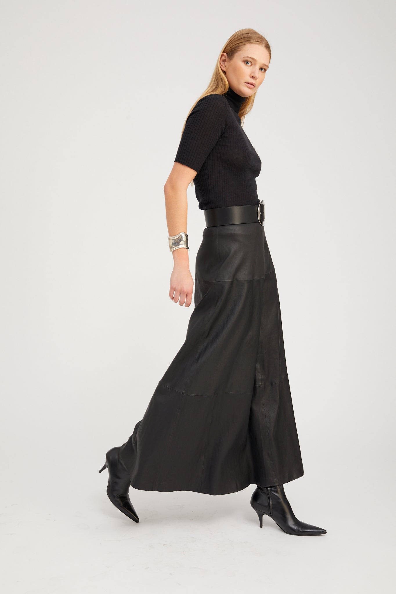 Black Leather Julia Skirt
