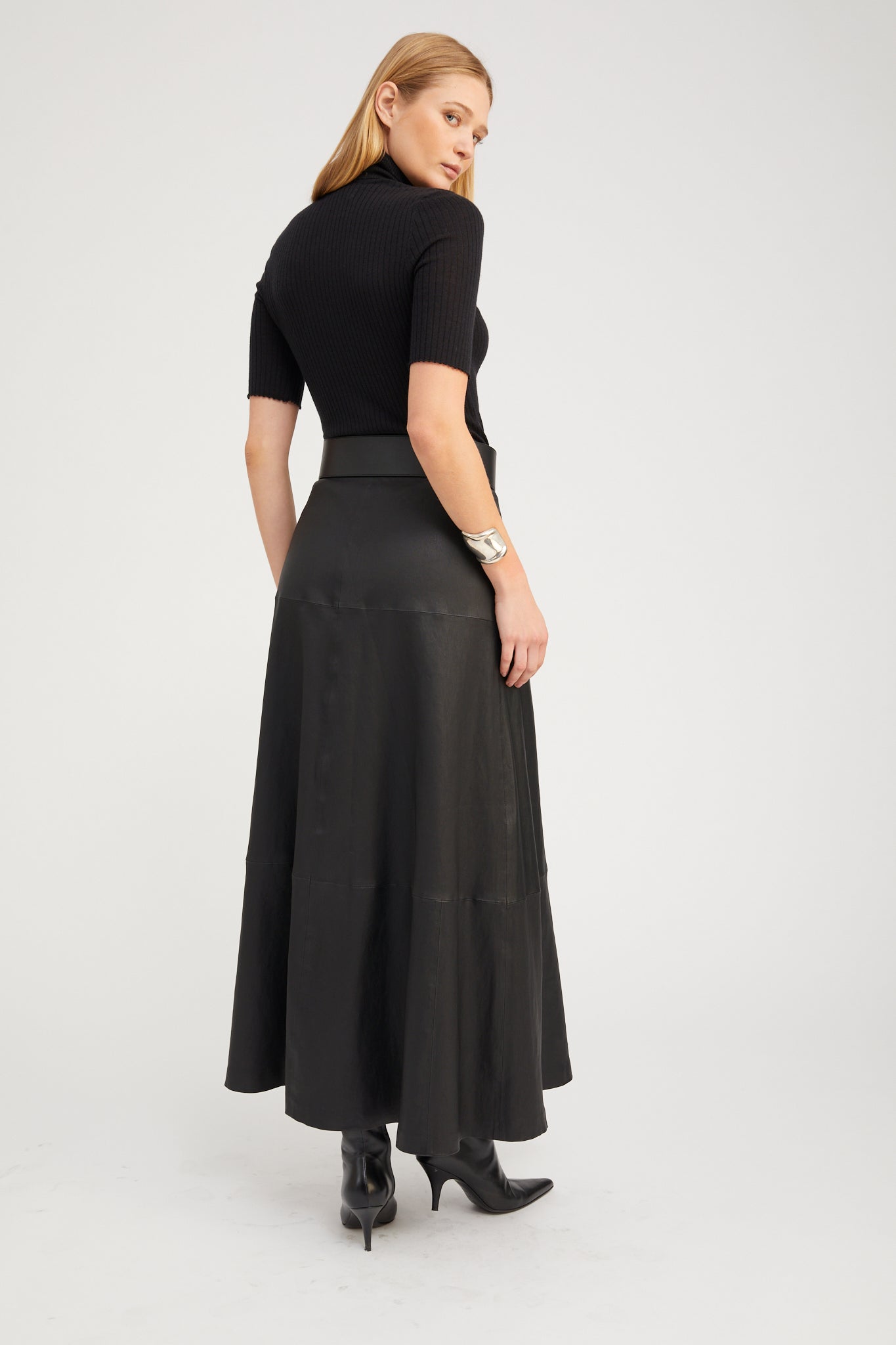 Black Leather Julia Skirt