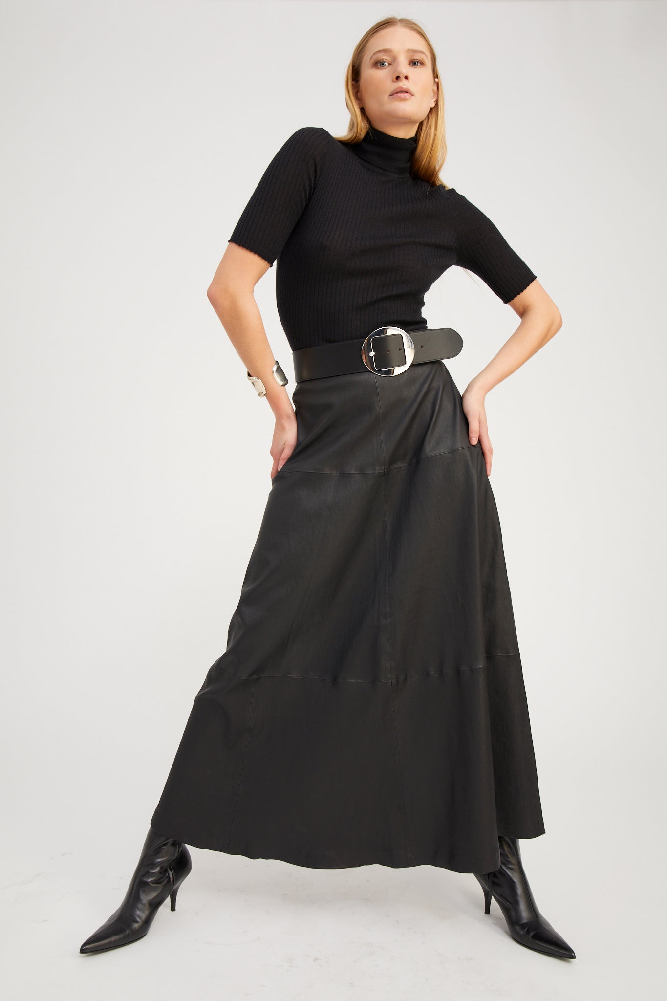 Black Leather Julia Skirt