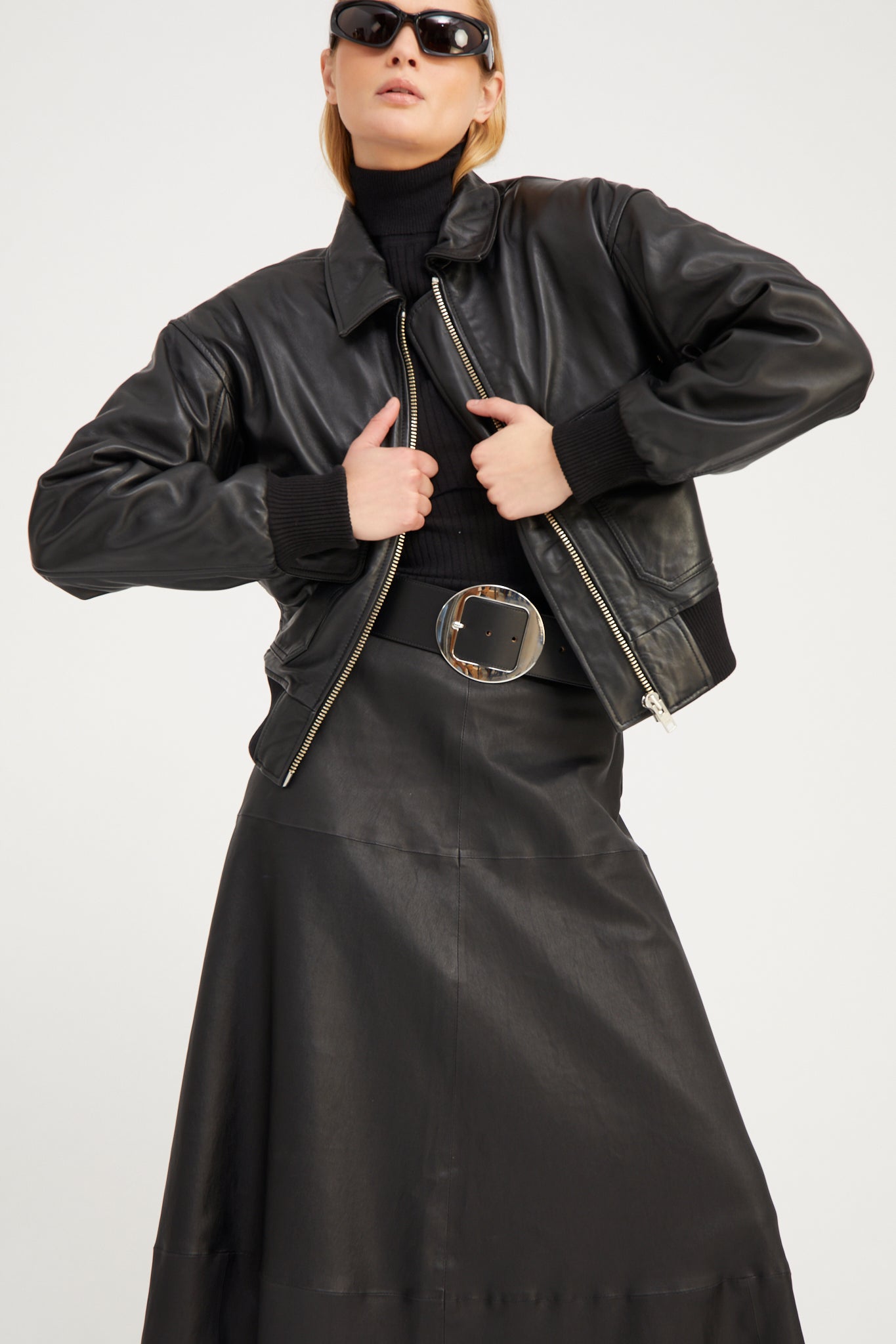 Black Leather Julia Skirt