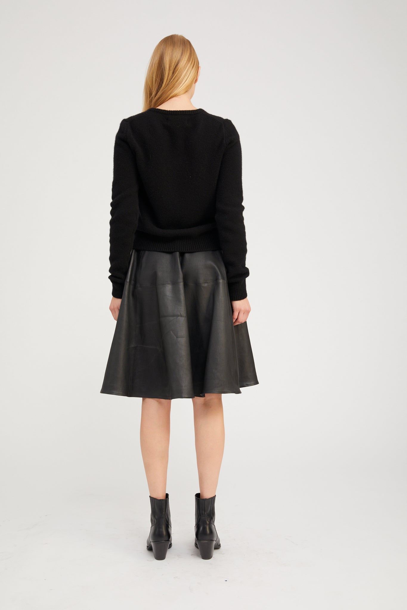 Black Leather Bardot Skirt
