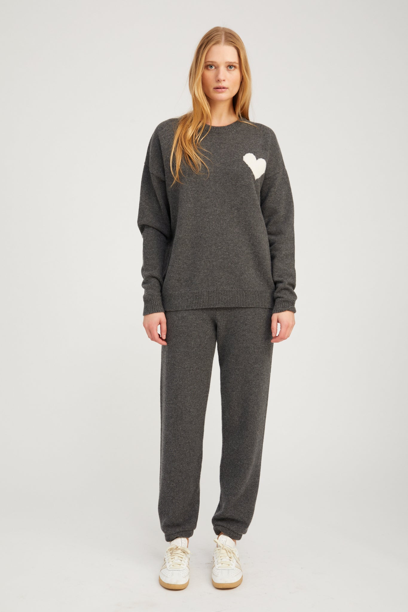 Grey Cashmere Heart Logo Sweatshirt
