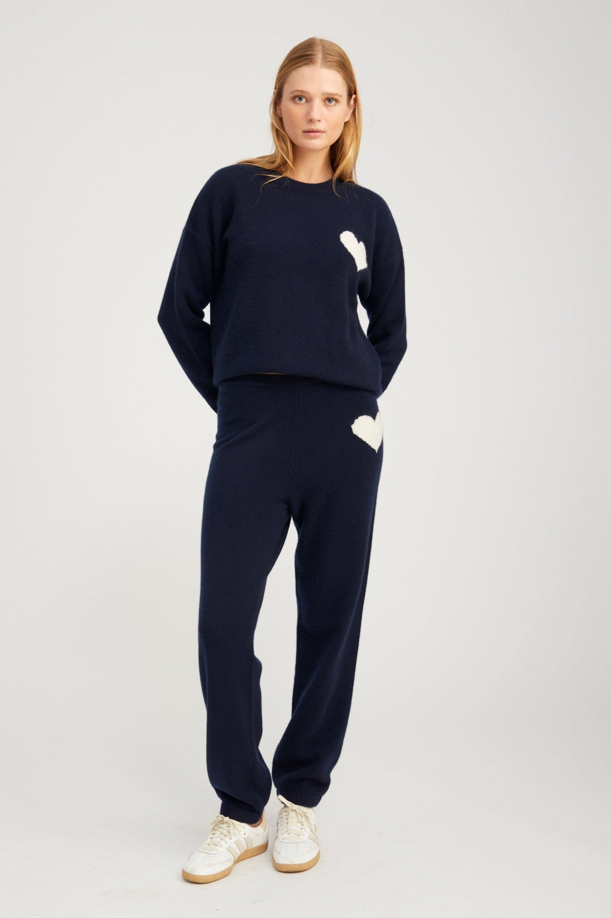 Navy Cashmere Heart Logo Sweatpants