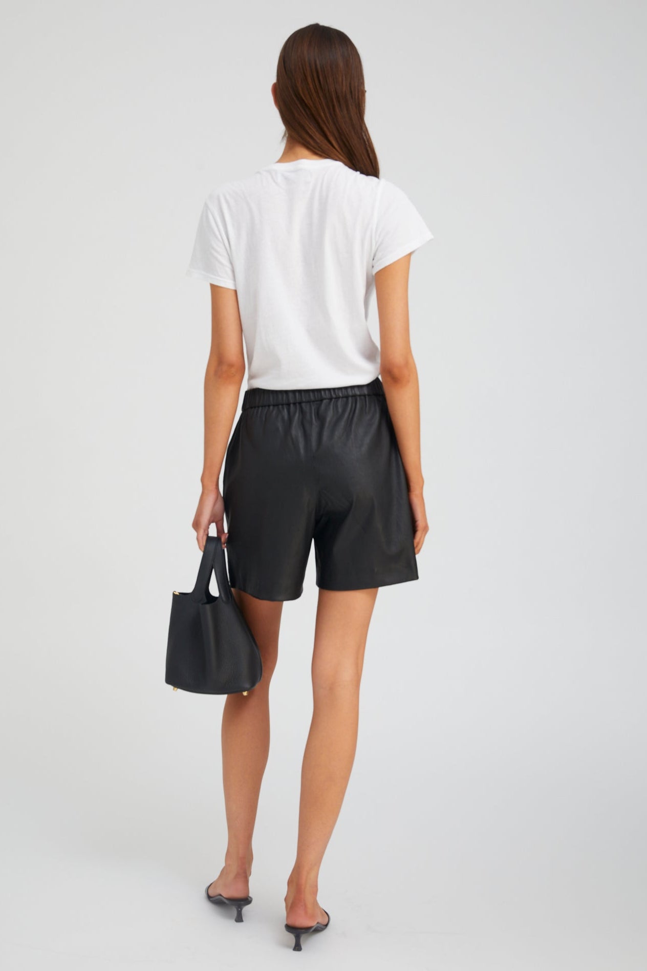 Black Leather Culotte Shorts
