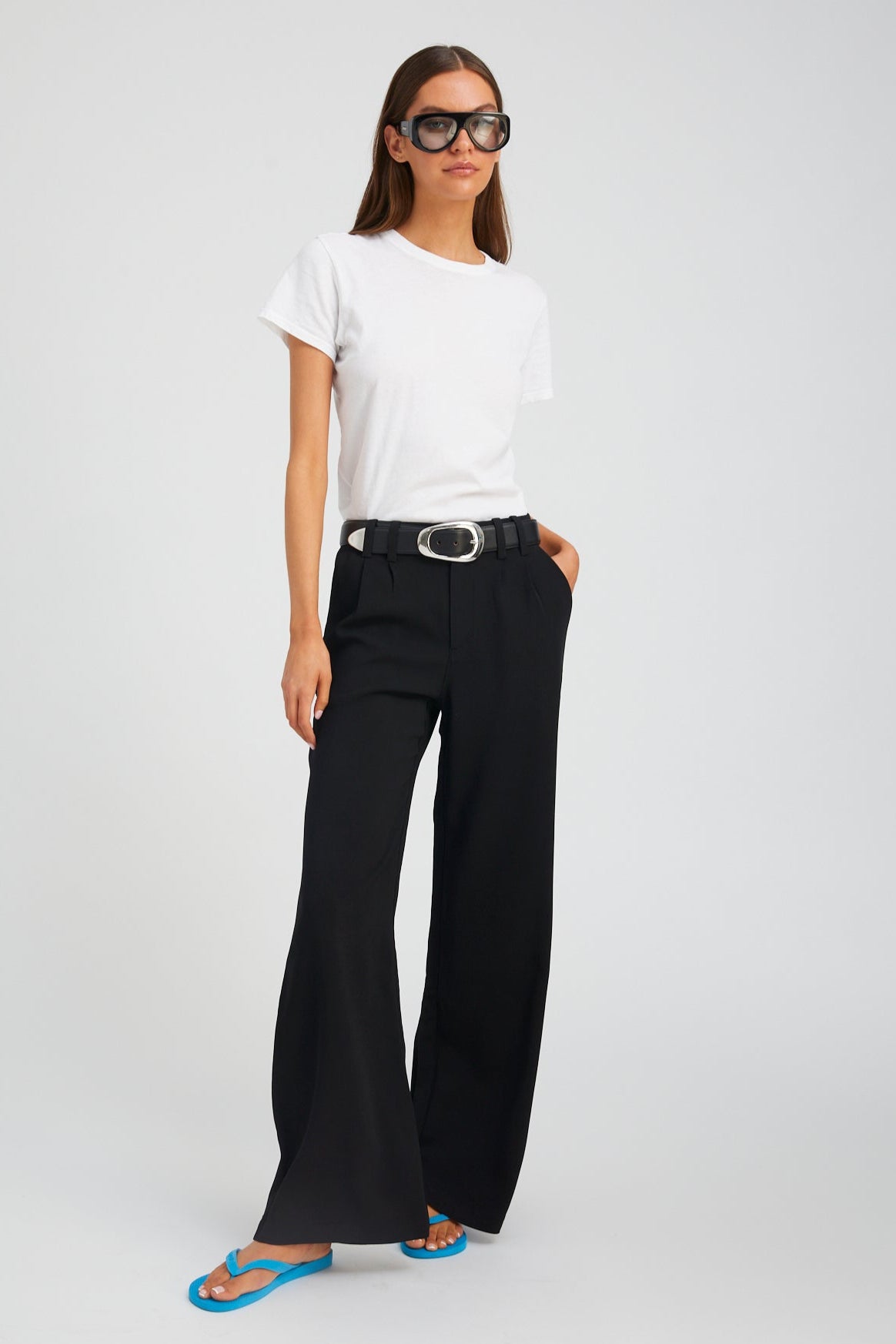 Black Crepe Pleated Trousers
