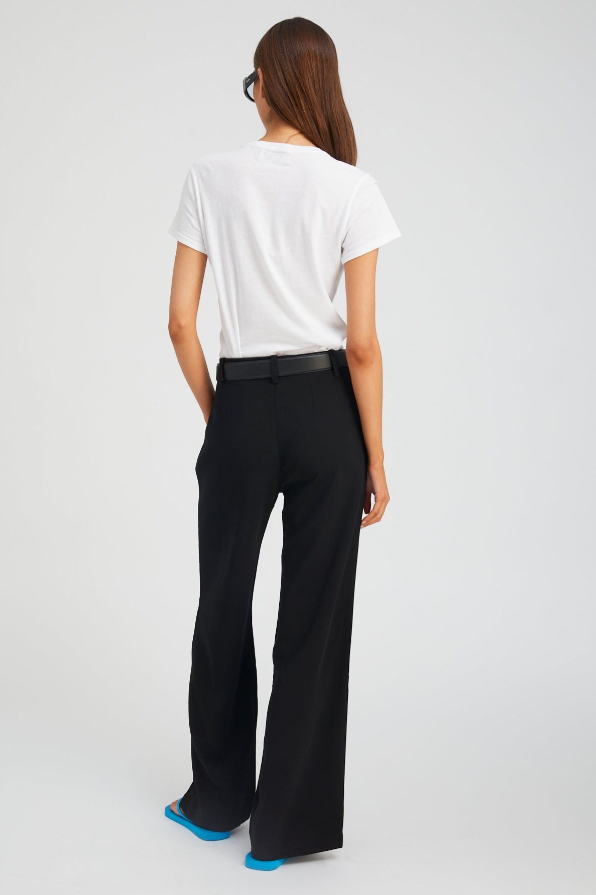 Black Crepe Pleated Trousers