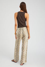 Beige Snakeskin Silk Kauai Pants