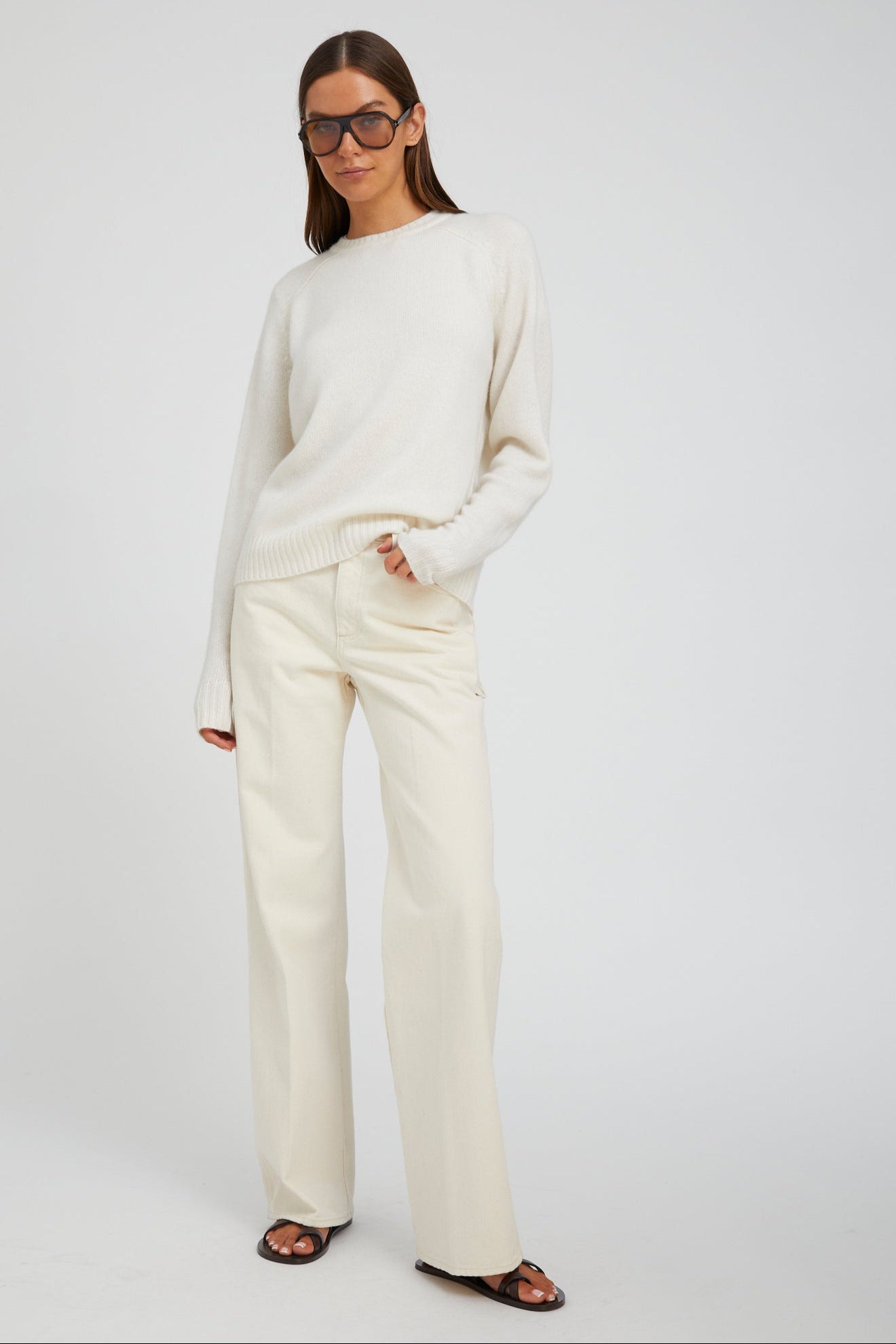 Chalk Cashmere Loose Gauge Crewneck