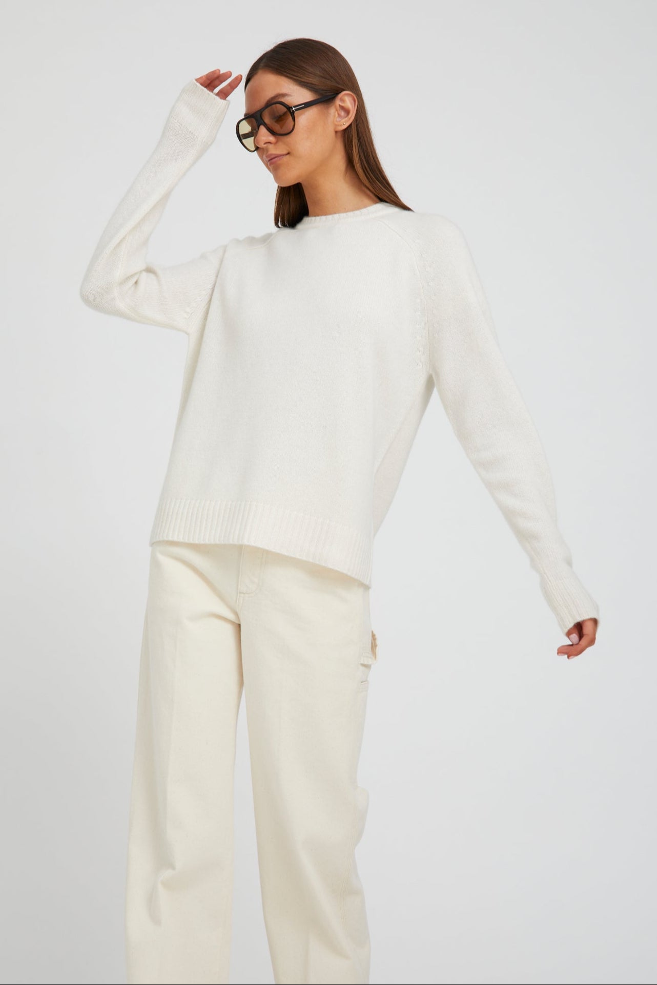 Chalk Cashmere Loose Gauge Crewneck