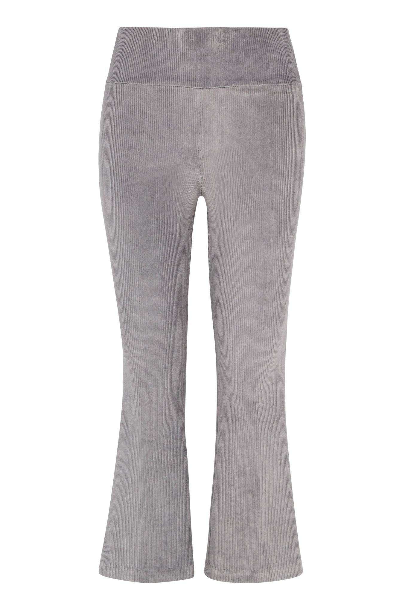 Grey Corduroy Crop Flare Pants